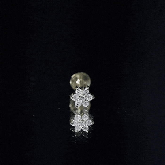 Simple Diamond Flower Cartilage Earring Natural - ( HI-SI ) - Rosec Jewels