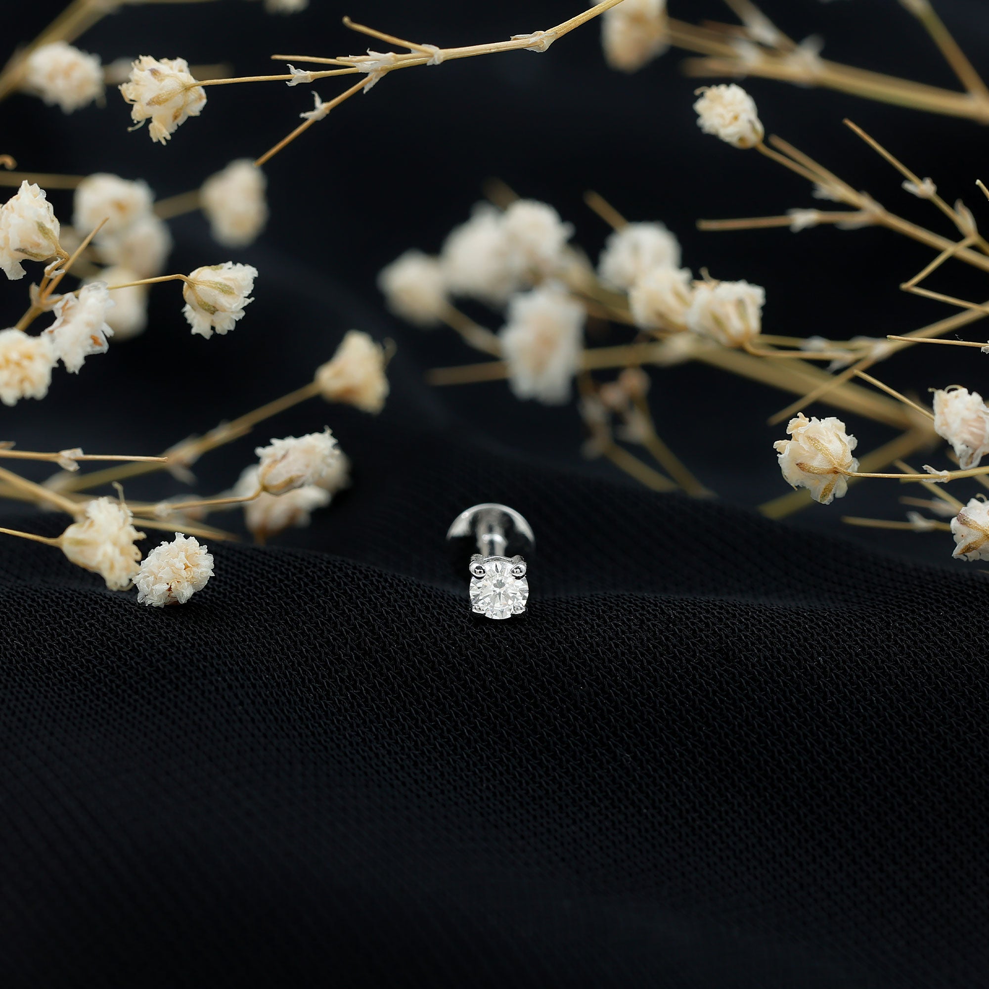 Minimalist Diamond Solitaire Conch Earring Natural - ( HI-SI ) - Rosec Jewels