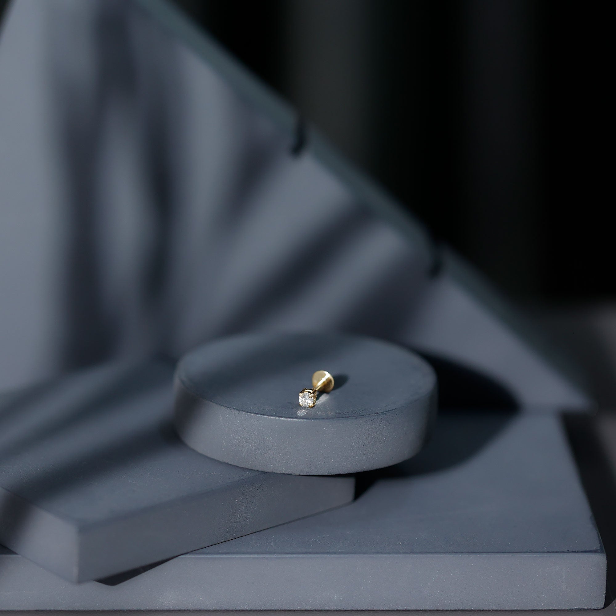 Minimalist Diamond Solitaire Conch Earring Natural - ( HI-SI ) - Rosec Jewels