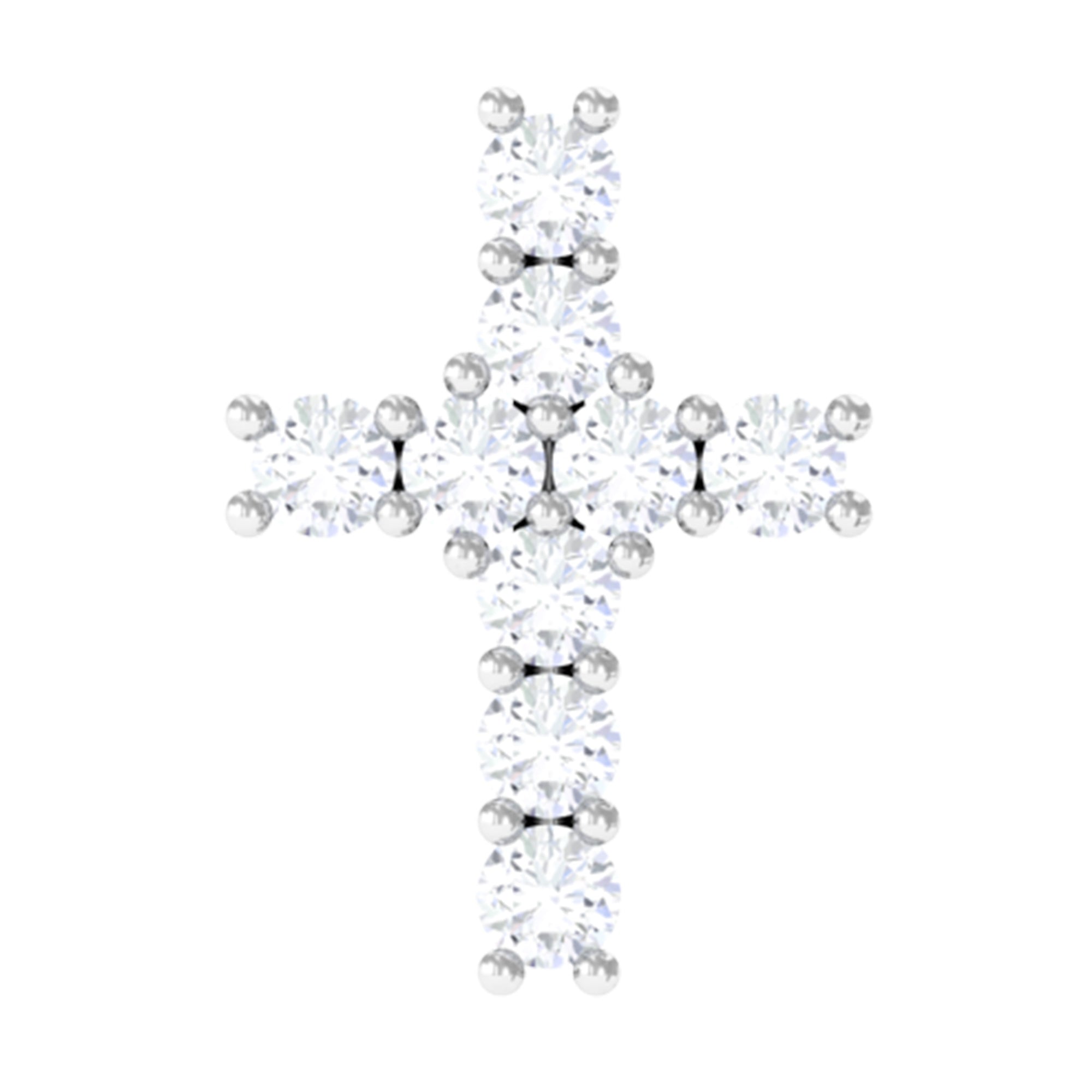 Minimalist Diamond Cross Cartilage Earring Natural - ( HI-SI ) - Rosec Jewels