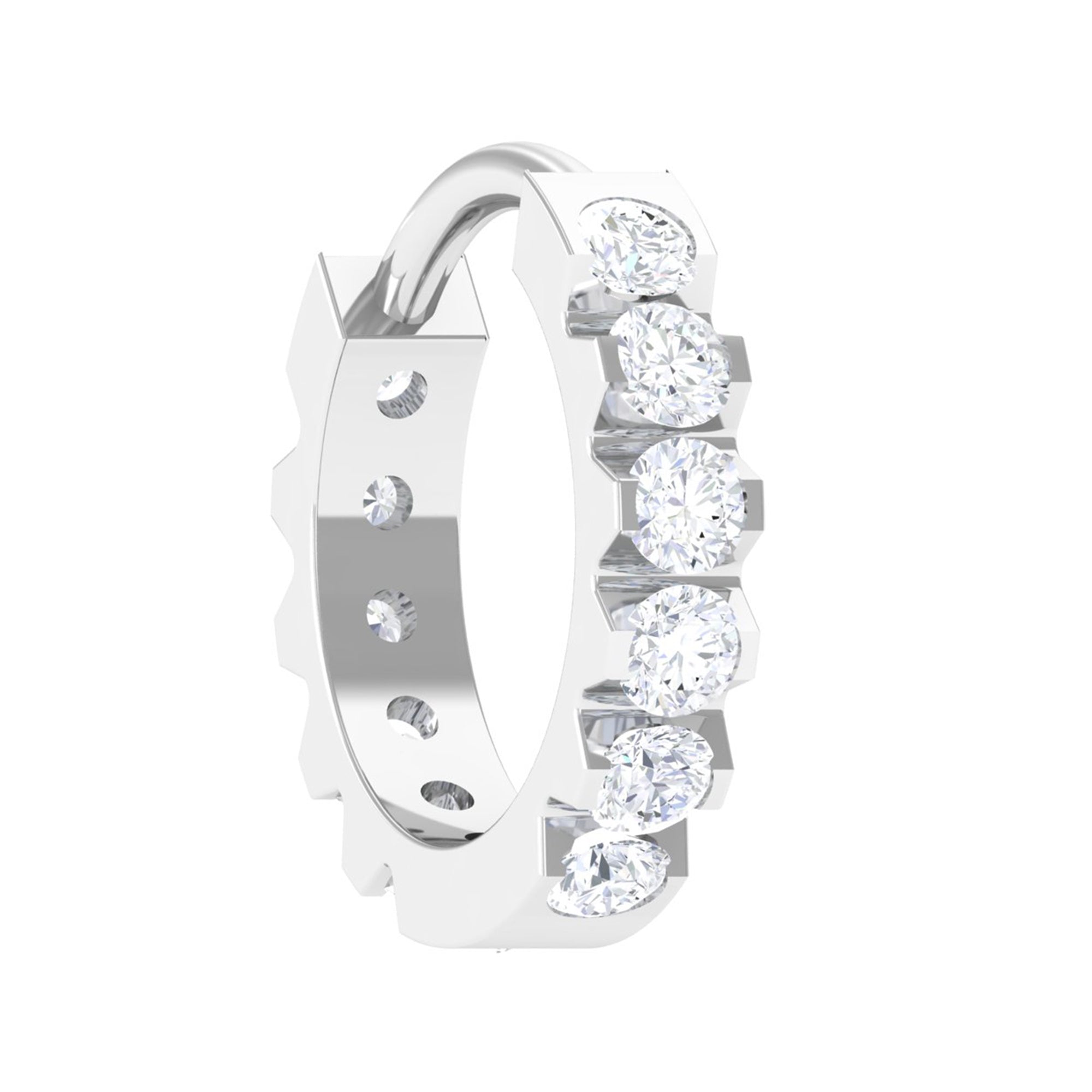 Rosec Jewels-Certified Diamond Helix Huggie Hoop Earring
