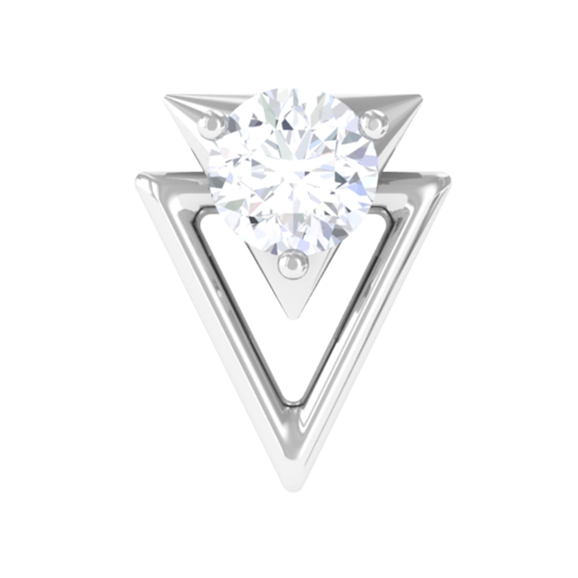Simple Diamond Solitaire Triangle Cartilage Earring Natural - ( HI-SI ) - Rosec Jewels