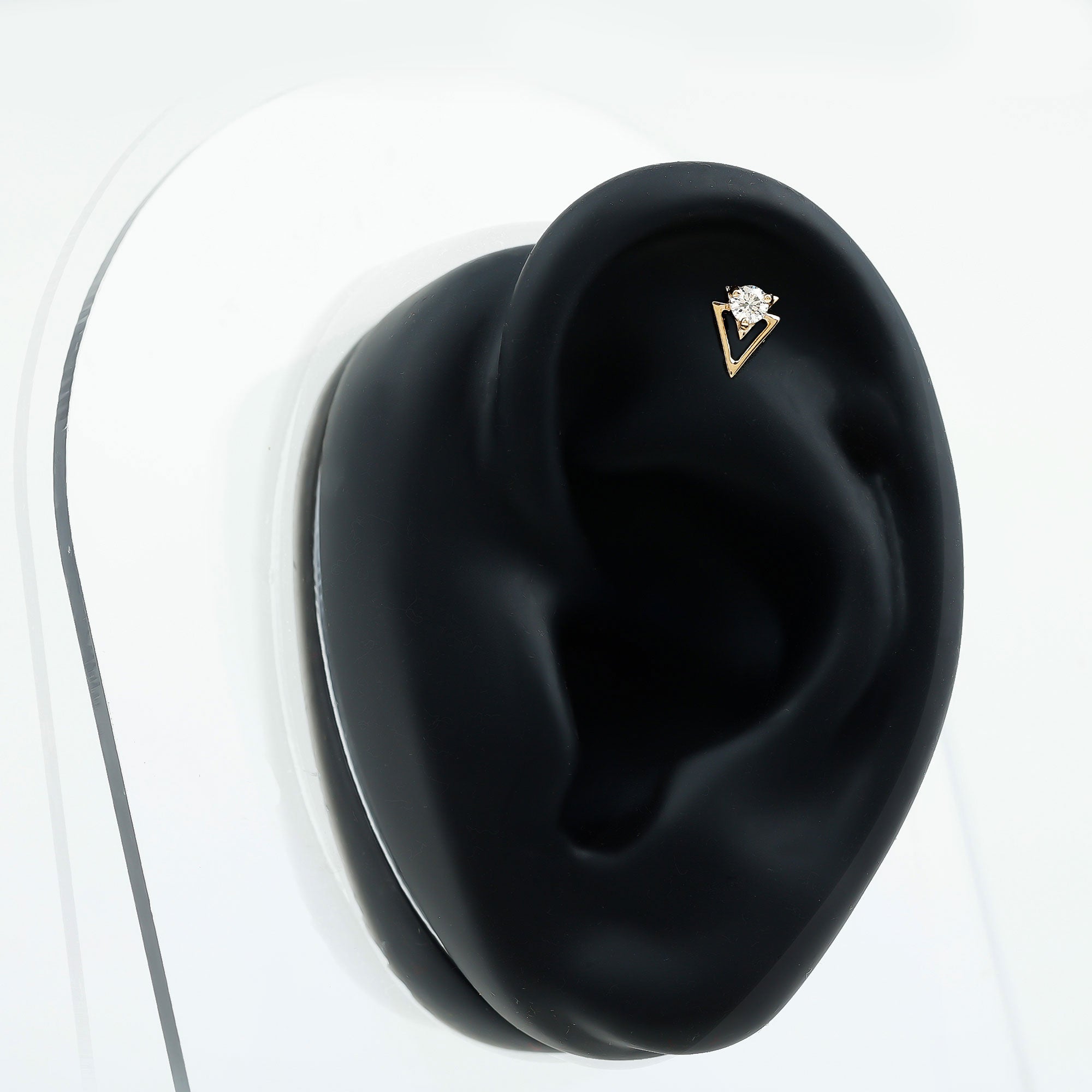 Simple Diamond Solitaire Triangle Cartilage Earring Natural - ( HI-SI ) - Rosec Jewels