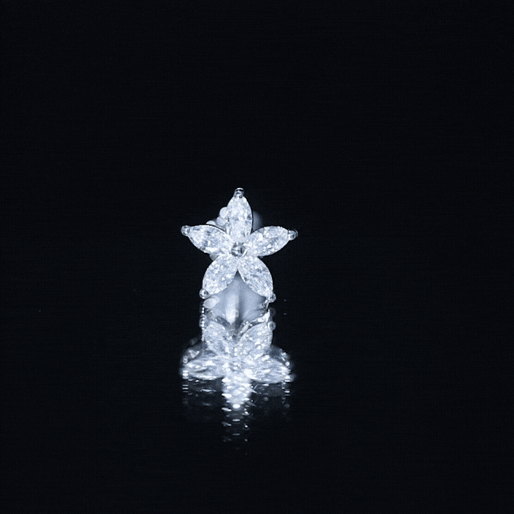 Marquise Diamond Floral Upper Lobe Earring Natural - ( HI-SI ) - Rosec Jewels