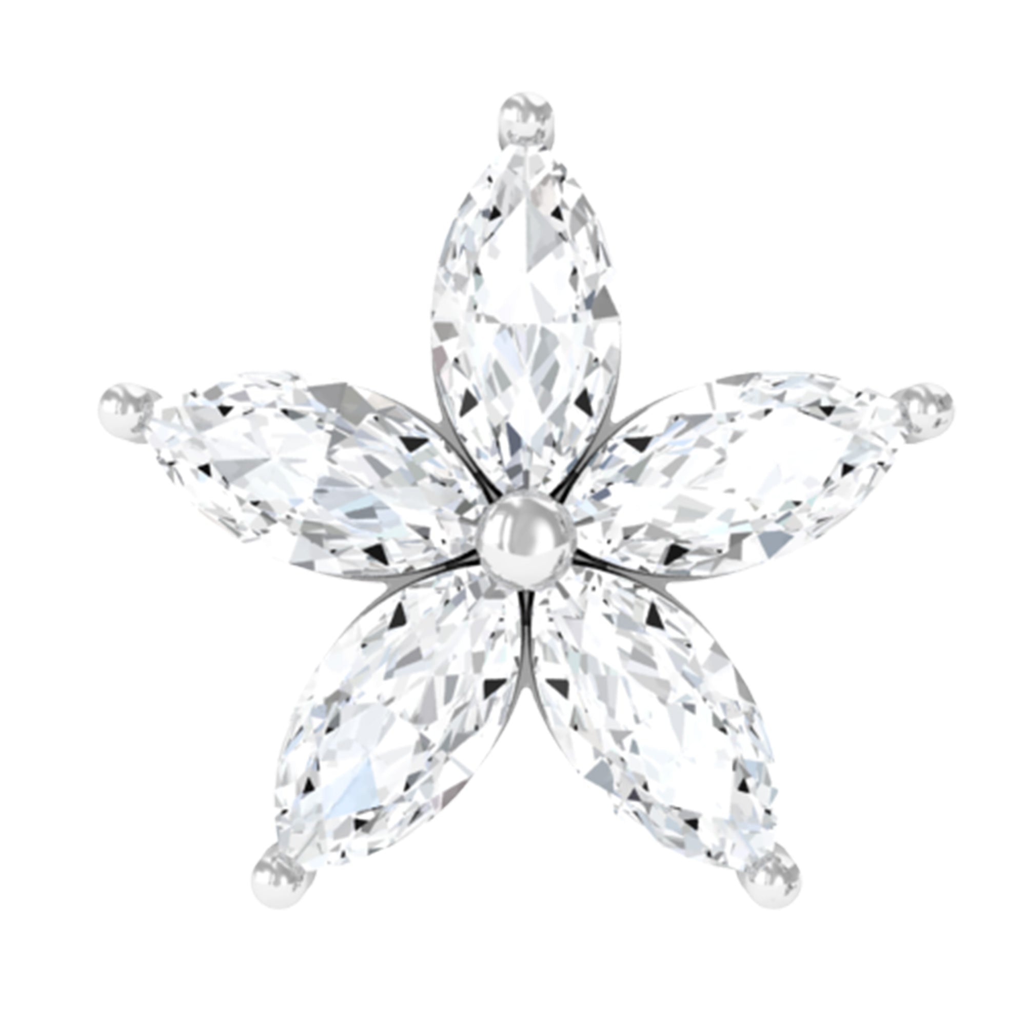Marquise Diamond Floral Upper Lobe Earring Natural - ( HI-SI ) - Rosec Jewels