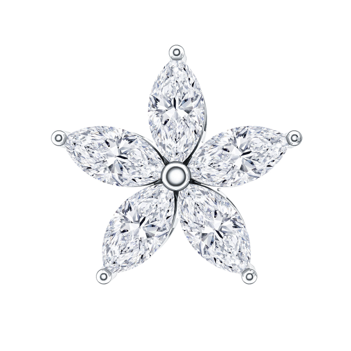 Marquise Diamond Floral Upper Lobe Earring Natural - ( HI-SI ) - Rosec Jewels