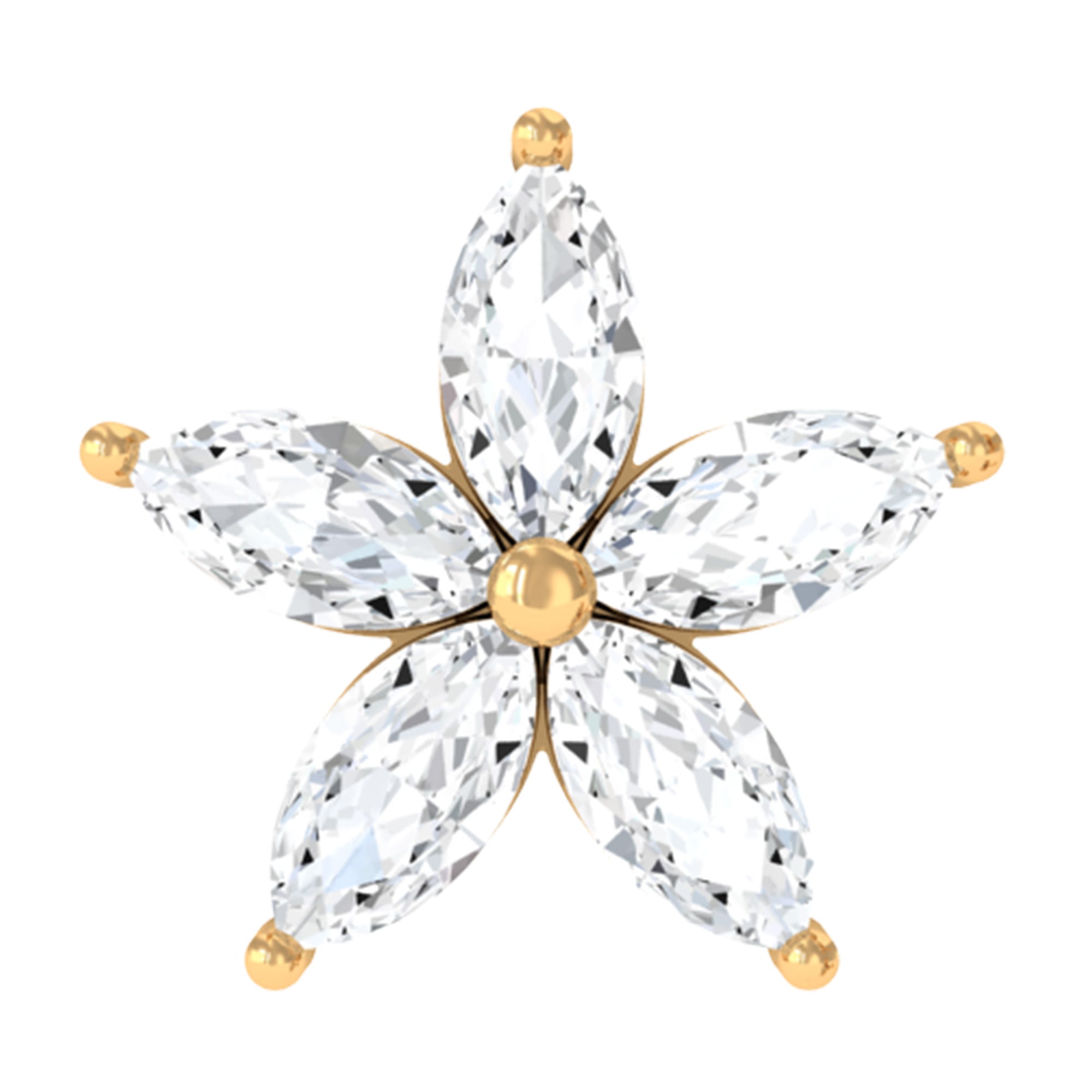 Marquise Diamond Floral Upper Lobe Earring Natural - ( HI-SI ) - Rosec Jewels