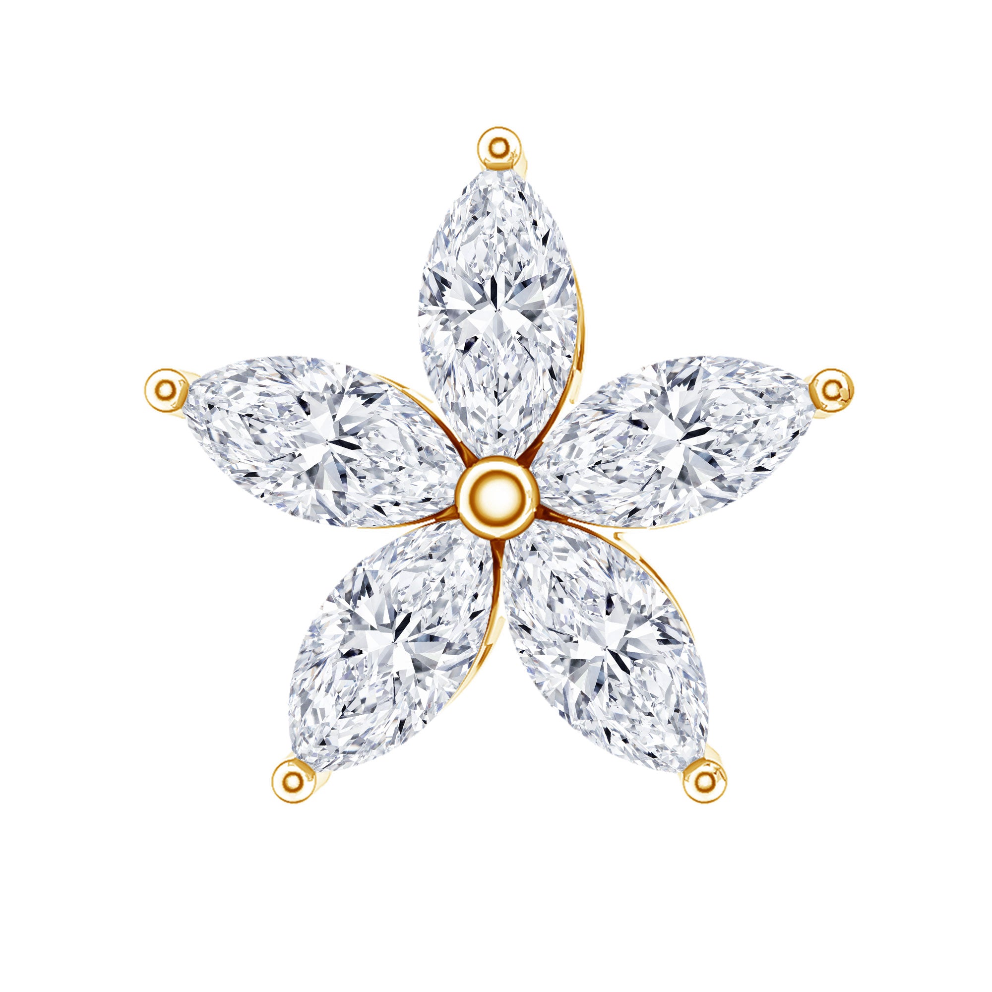 Marquise Diamond Floral Upper Lobe Earring Natural - ( HI-SI ) - Rosec Jewels