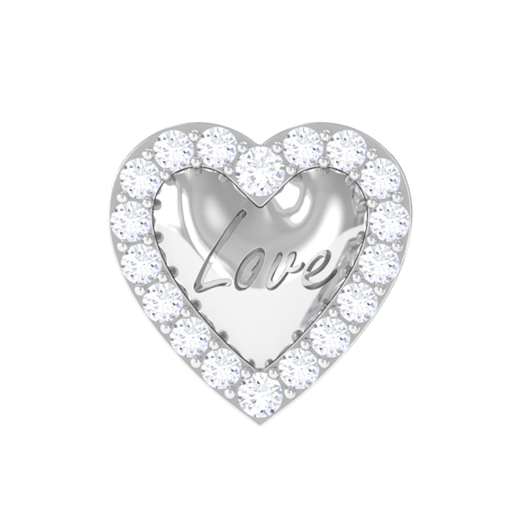 Cute Diamond Love Heart Earring for Helix Piercing Natural - ( HI-SI ) - Rosec Jewels