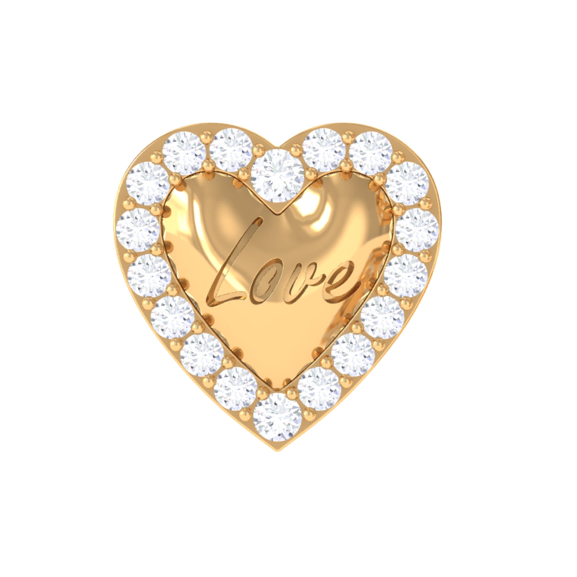 Cute Diamond Love Heart Earring for Helix Piercing Natural - ( HI-SI ) - Rosec Jewels