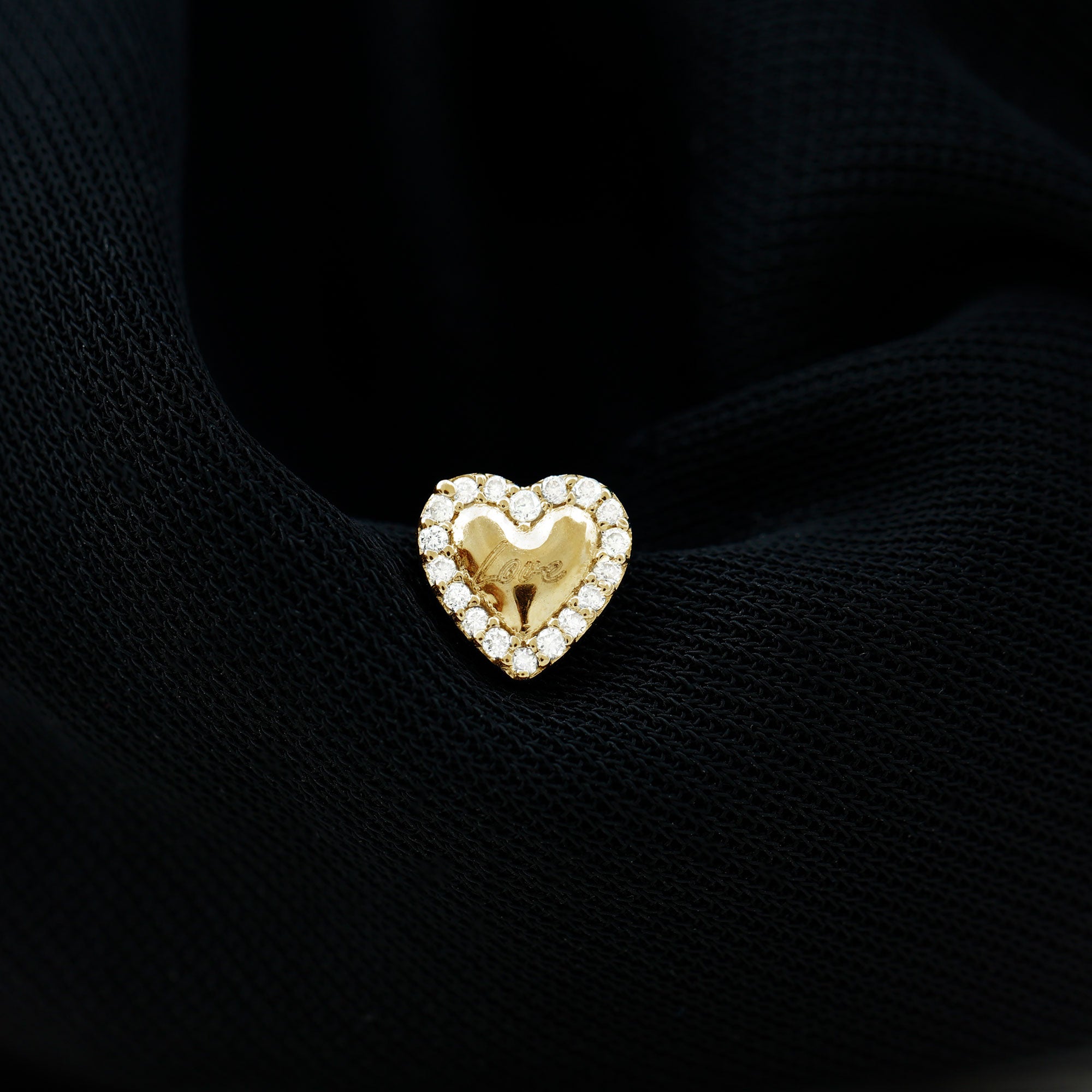 Cute Diamond Love Heart Earring for Helix Piercing Natural - ( HI-SI ) - Rosec Jewels