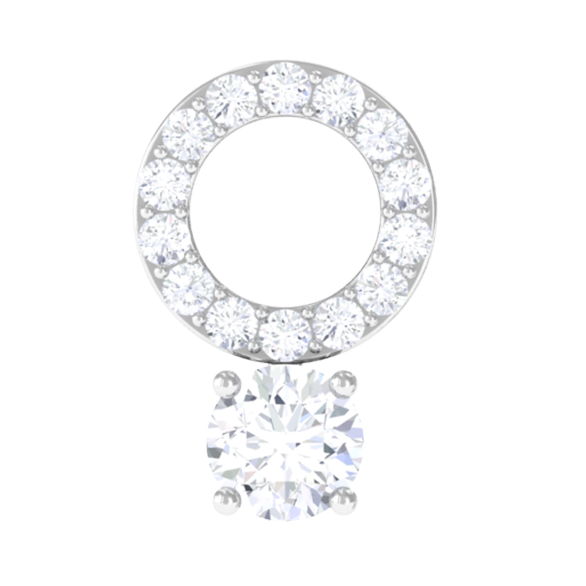 Minimalist Diamond Open Circle Helix Earring Natural - ( HI-SI ) - Rosec Jewels