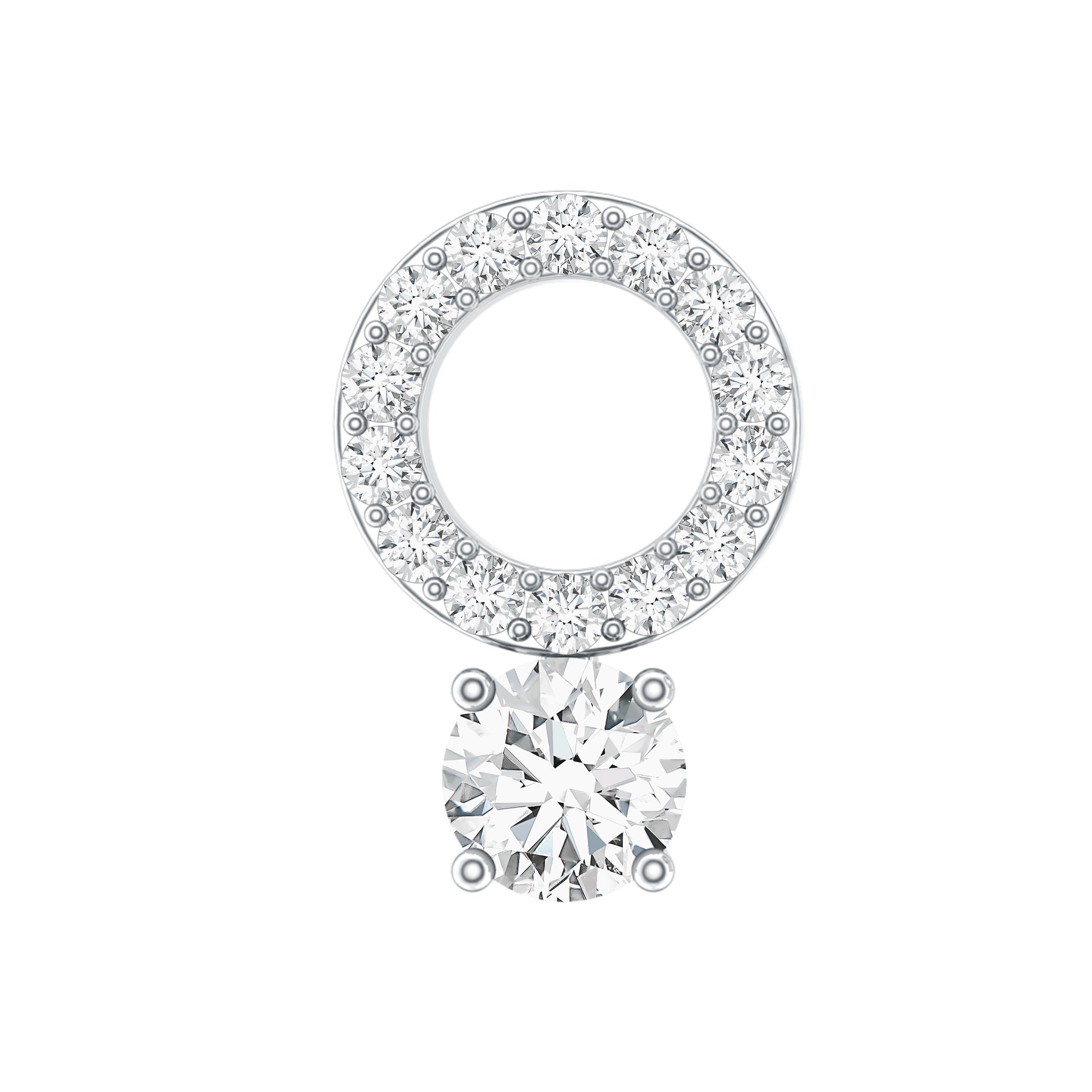 Minimalist Diamond Open Circle Helix Earring Natural - ( HI-SI ) - Rosec Jewels