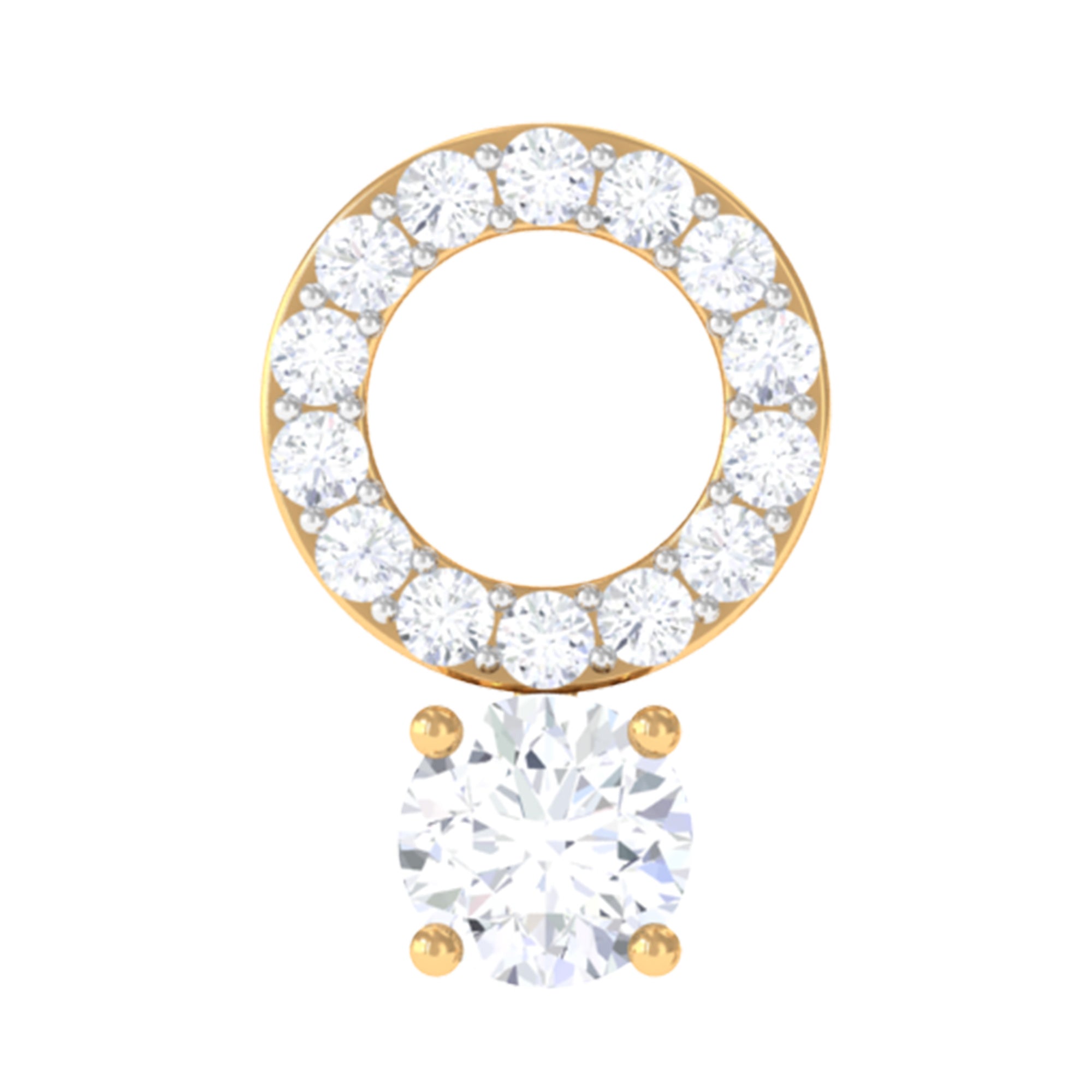 Minimalist Diamond Open Circle Helix Earring Natural - ( HI-SI ) - Rosec Jewels