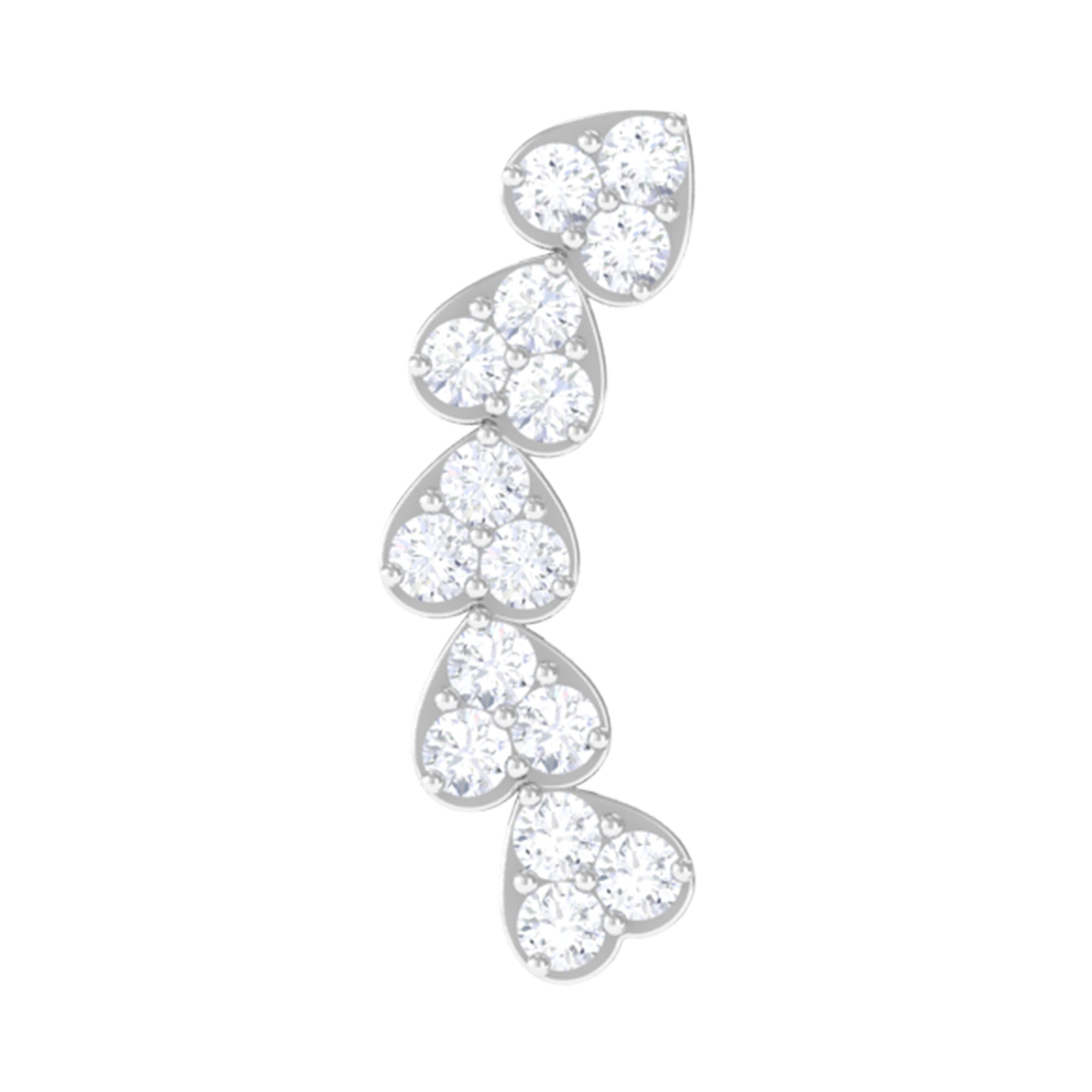 Diamond Heart Crawler Earring for Helix Piercing Natural - ( HI-SI ) - Rosec Jewels