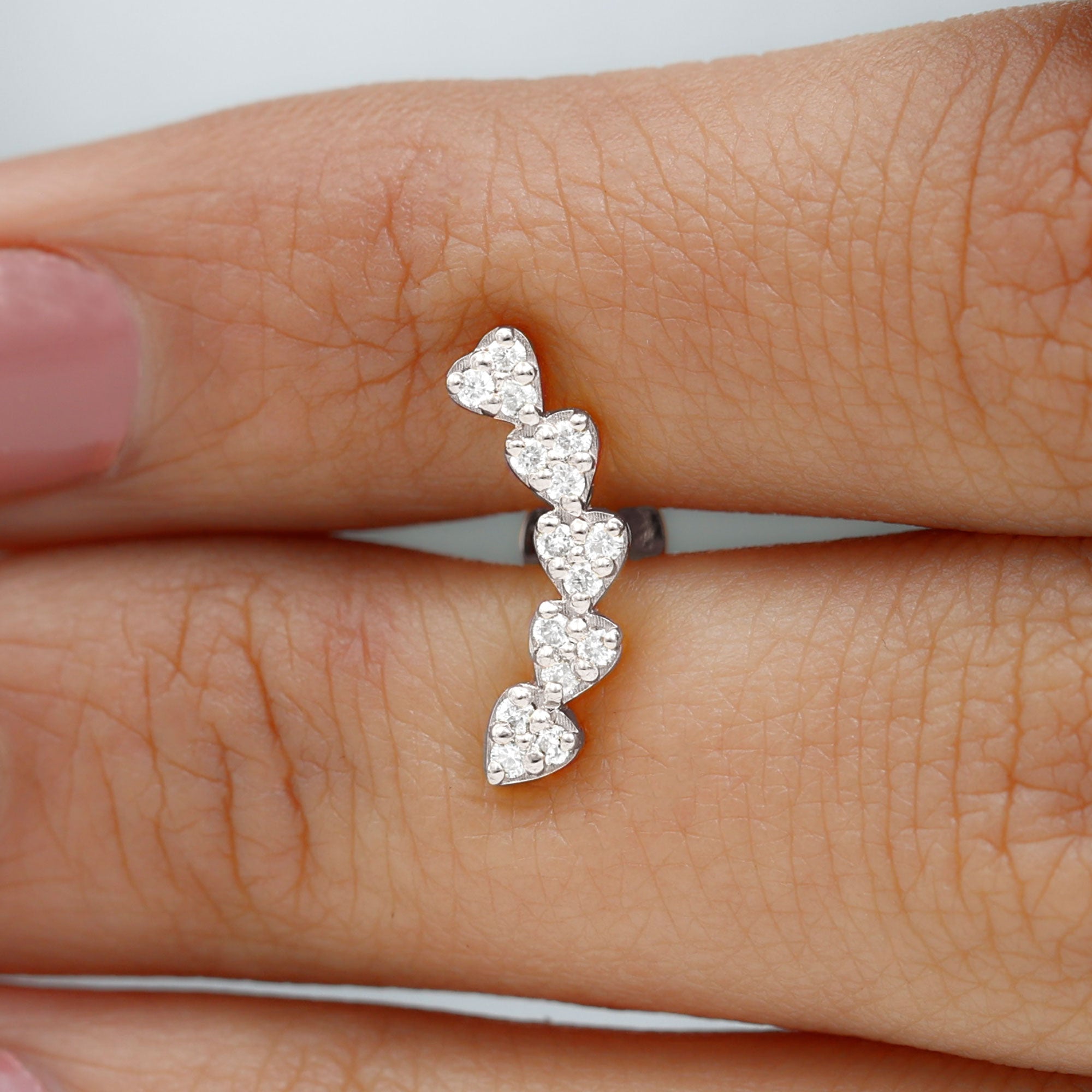 Rosec Jewels-Diamond Heart Crawler Earring for Helix Piercing