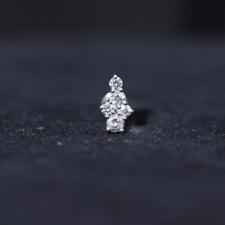 Certified Diamond Cluster Cartilage Piercing Earring Natural - ( HI-SI ) - Rosec Jewels
