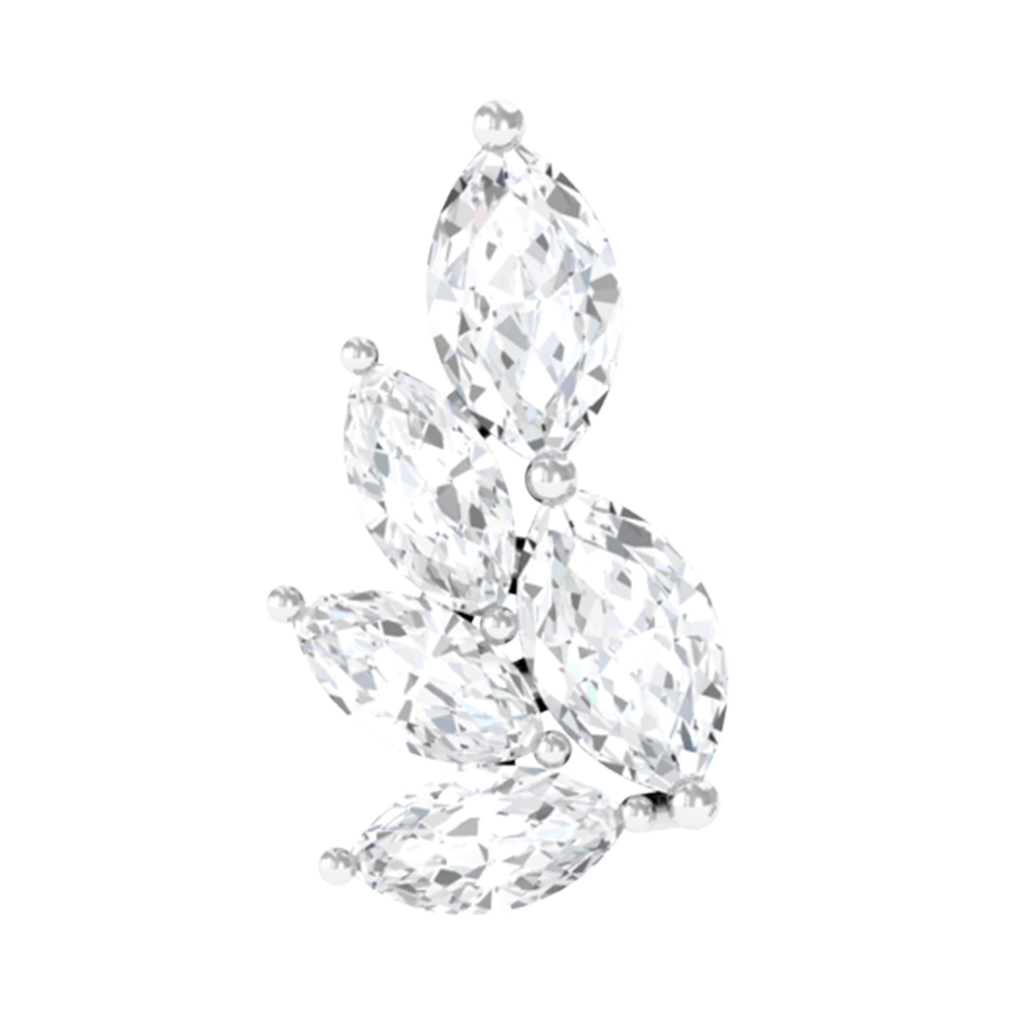 Nature Inspired Marquise Diamond Cluster Earring for Helix Natural - ( HI-SI ) - Rosec Jewels