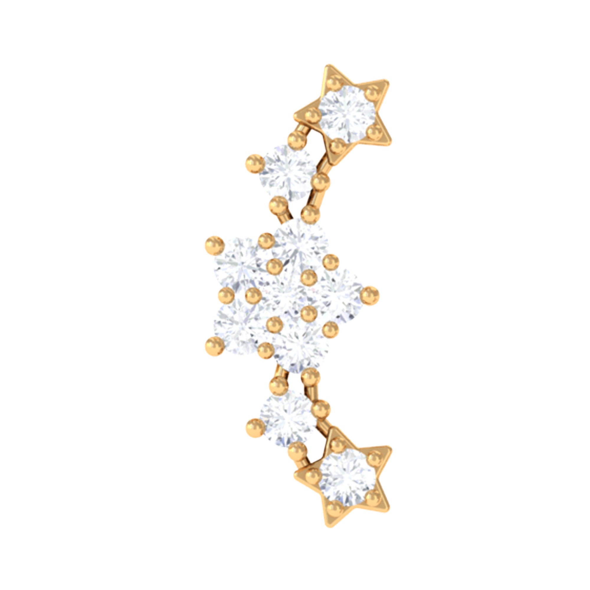 Brilliant Cut Diamond Star Ear Crawler Earring Natural - ( HI-SI ) - Rosec Jewels