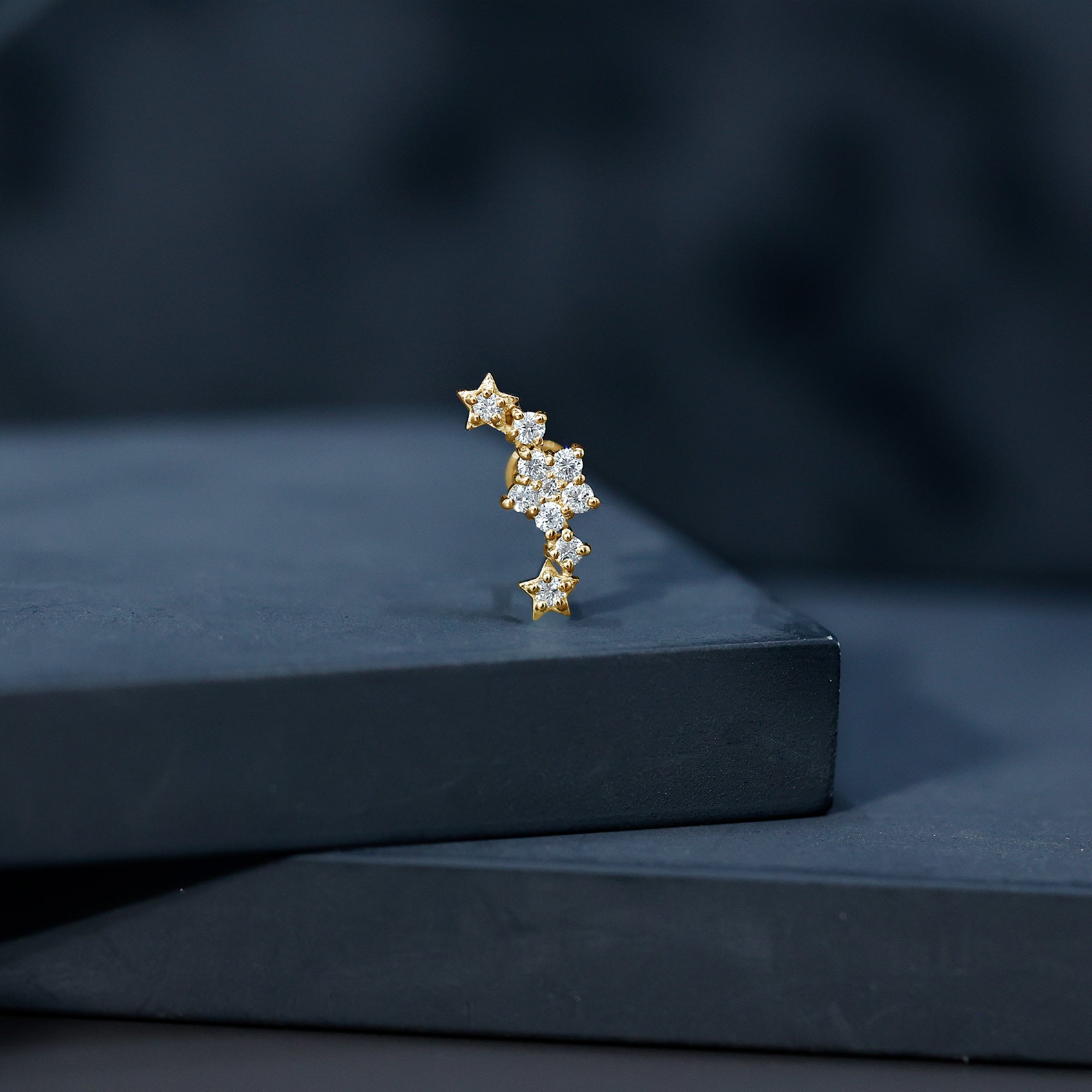 Brilliant Cut Diamond Star Ear Crawler Earring Natural - ( HI-SI ) - Rosec Jewels