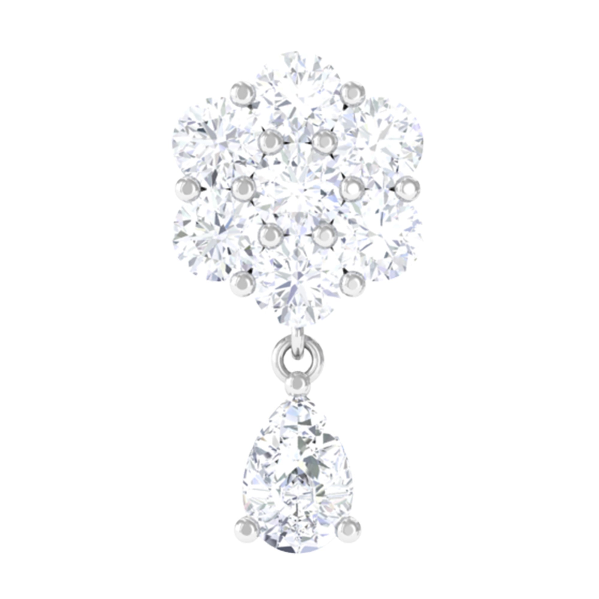 Elegant Diamond Flower Cartilage Drop Earring Natural - ( HI-SI ) - Rosec Jewels