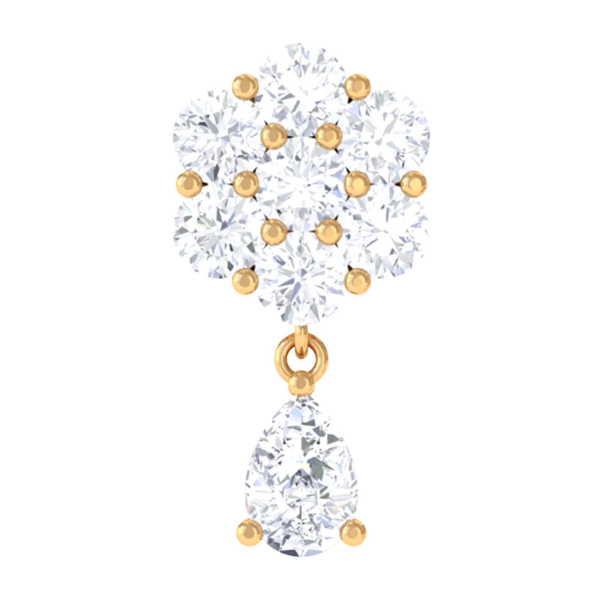 Elegant Diamond Flower Cartilage Drop Earring Natural - ( HI-SI ) - Rosec Jewels