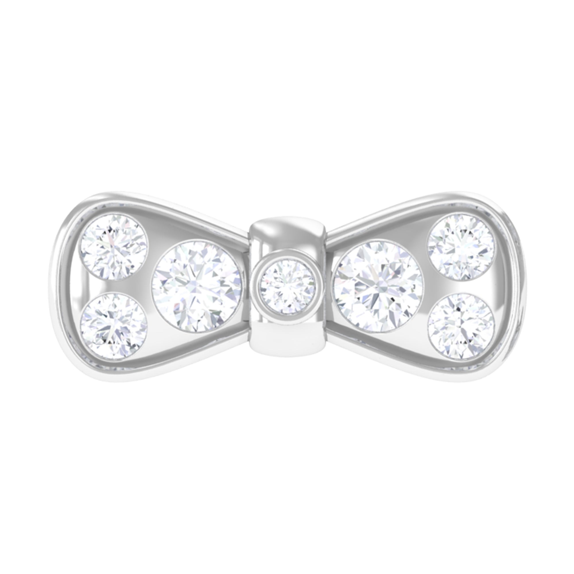 Diamonds Bow Cartilage Piercing Earring Natural - ( HI-SI ) - Rosec Jewels
