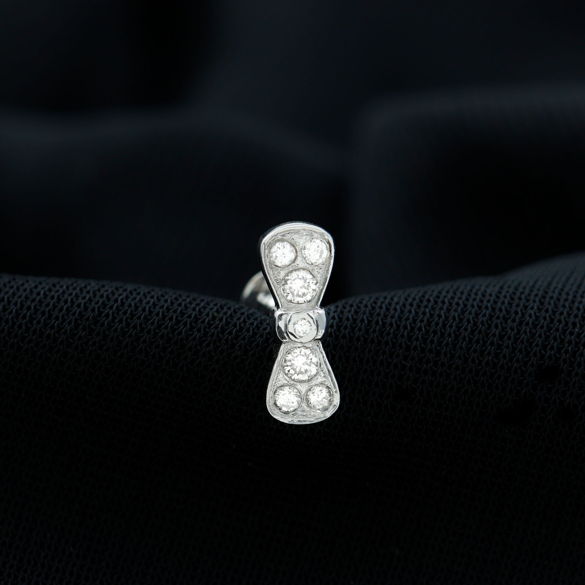 Diamonds Bow Cartilage Piercing Earring Natural - ( HI-SI ) - Rosec Jewels
