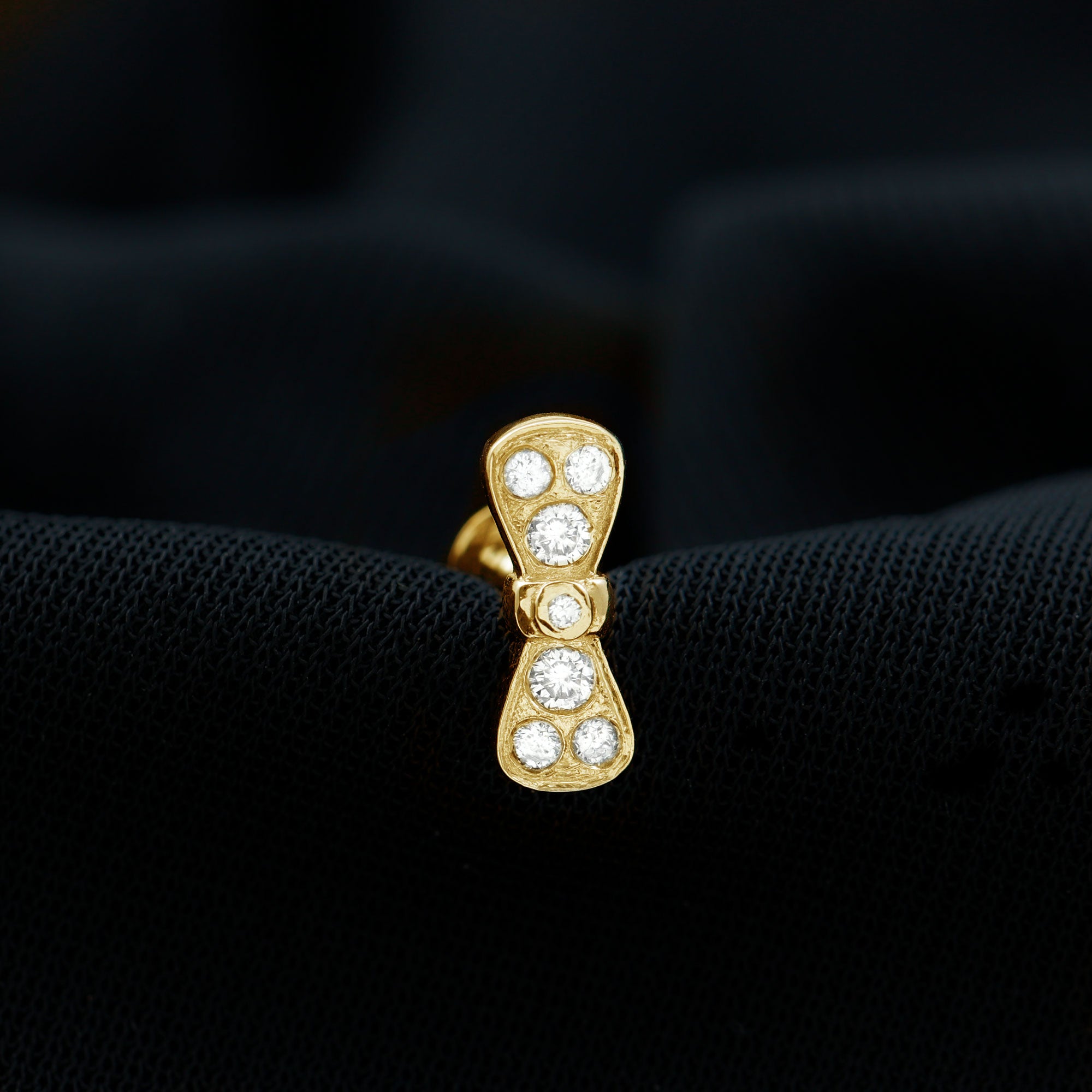 Diamonds Bow Cartilage Piercing Earring Natural - ( HI-SI ) - Rosec Jewels