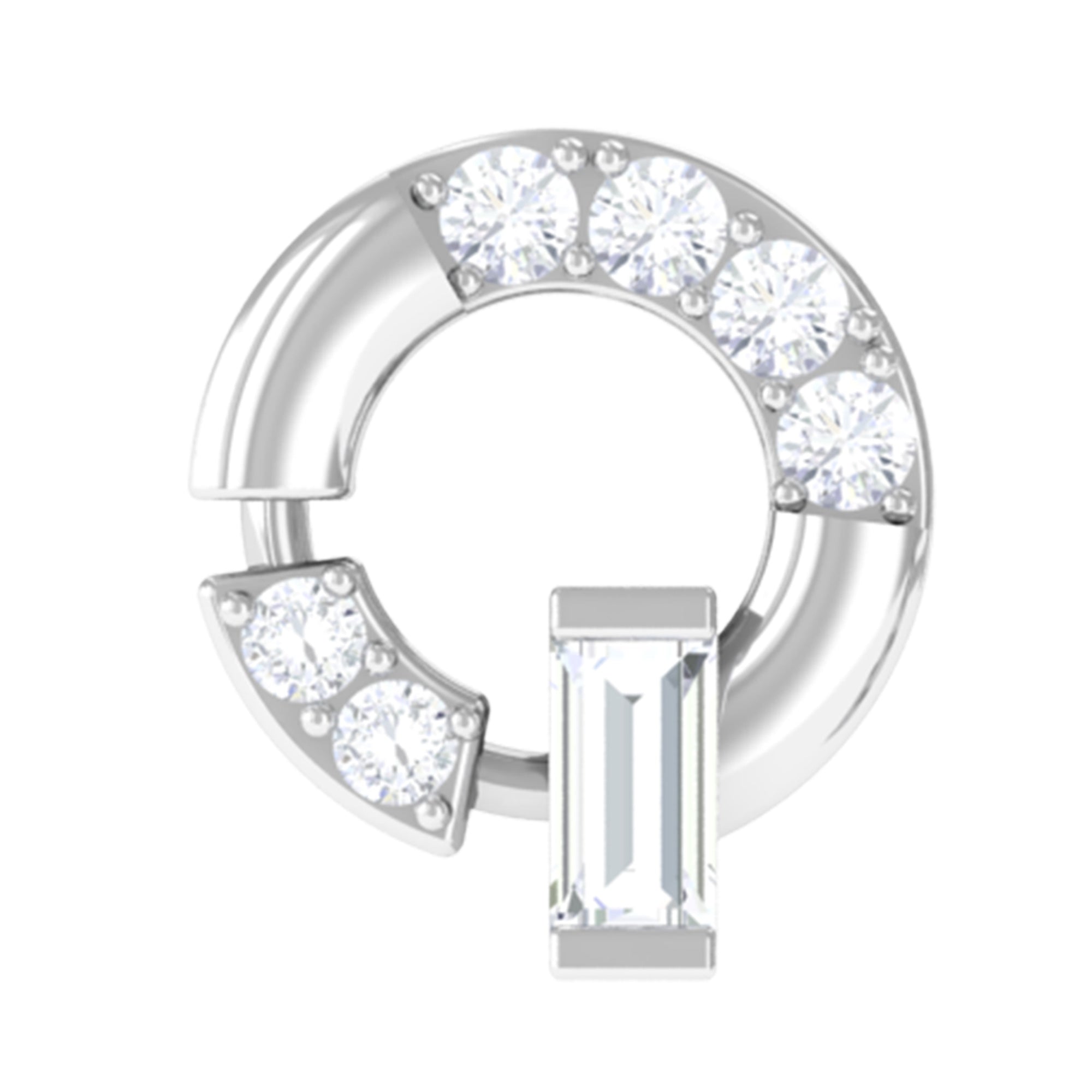 Natural Diamond Circle Earring for Helix Piercing Natural - ( HI-SI ) - Rosec Jewels