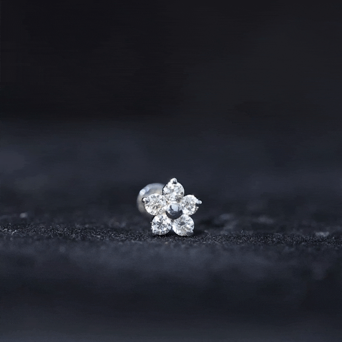 Nature Inspired Diamond Flower Earring for Tragus Piercing Natural - ( HI-SI ) - Rosec Jewels