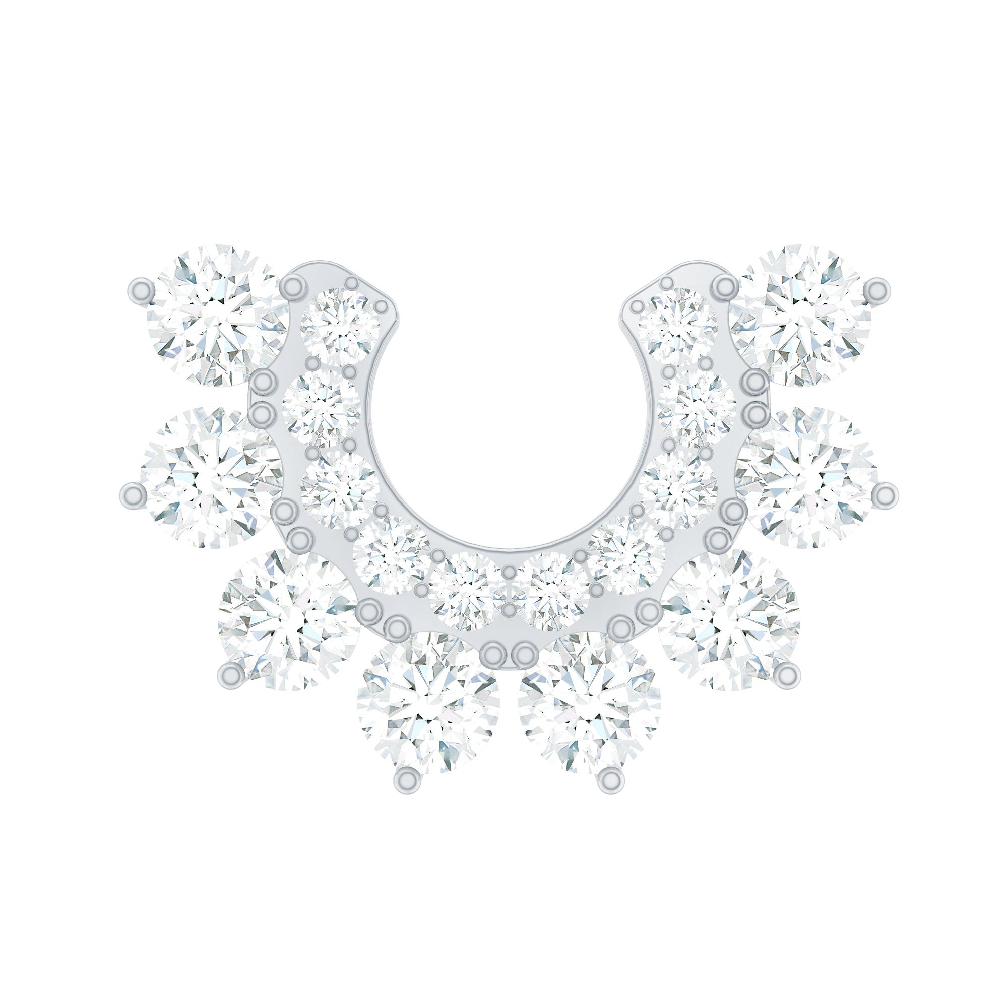 Real Diamond Horseshoe Earring for Helix Piercing Natural - ( HI-SI ) - Rosec Jewels