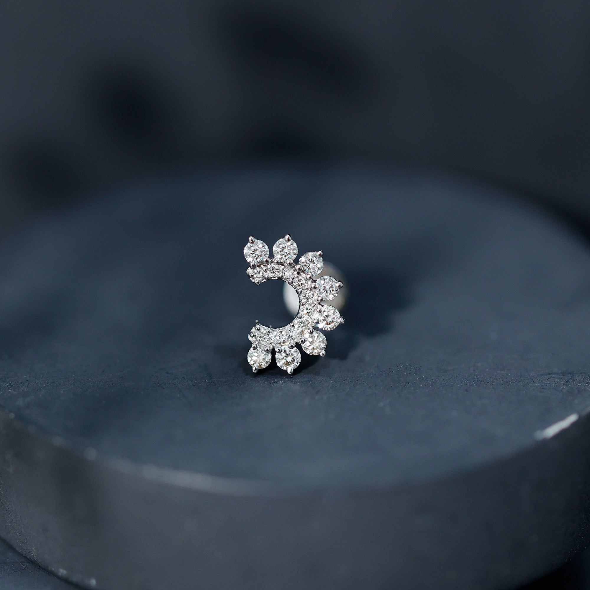 Real Diamond Horseshoe Earring for Helix Piercing Natural - ( HI-SI ) - Rosec Jewels