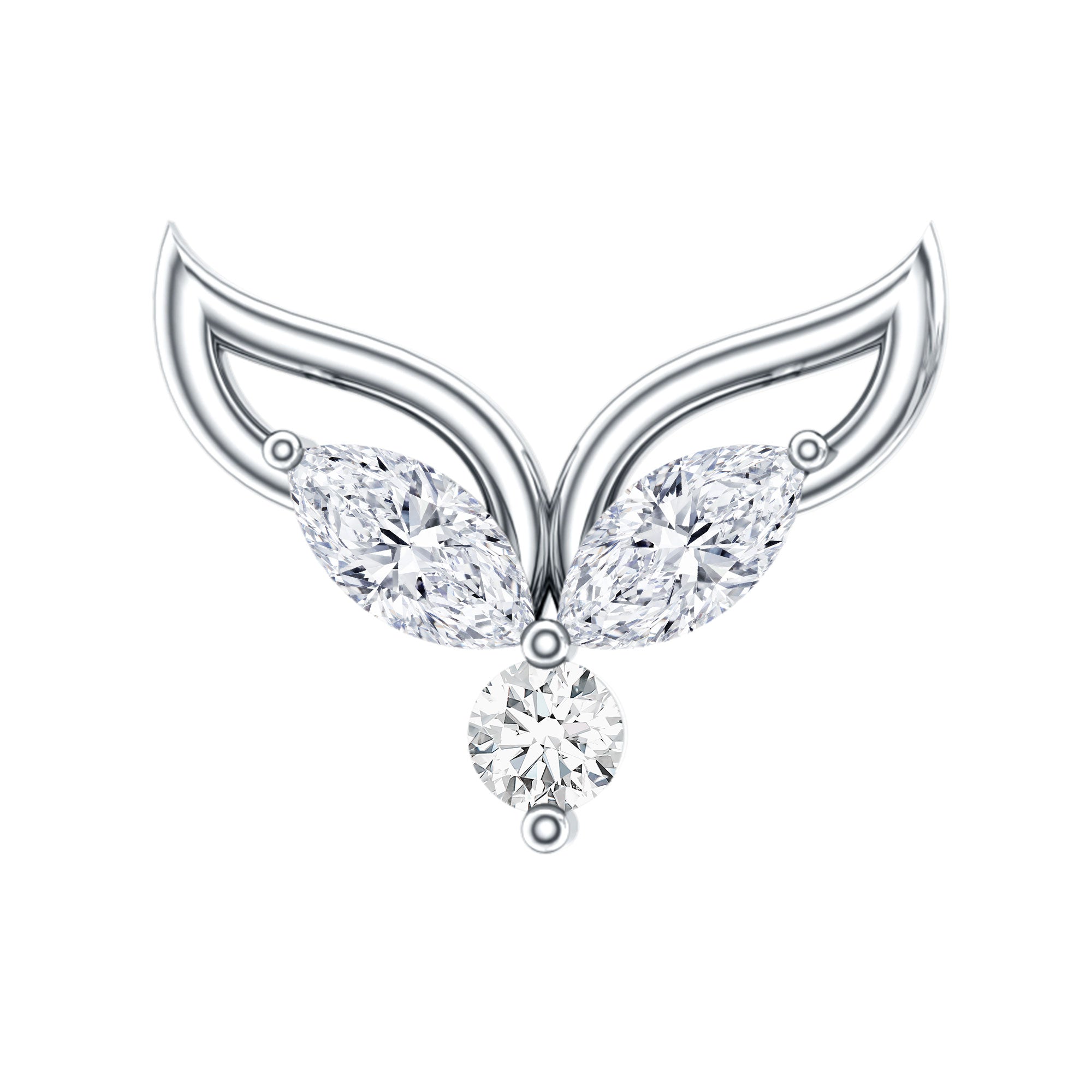 Marquise Diamond Leaf Earring for Cartilage Piercing Natural - ( HI-SI ) - Rosec Jewels