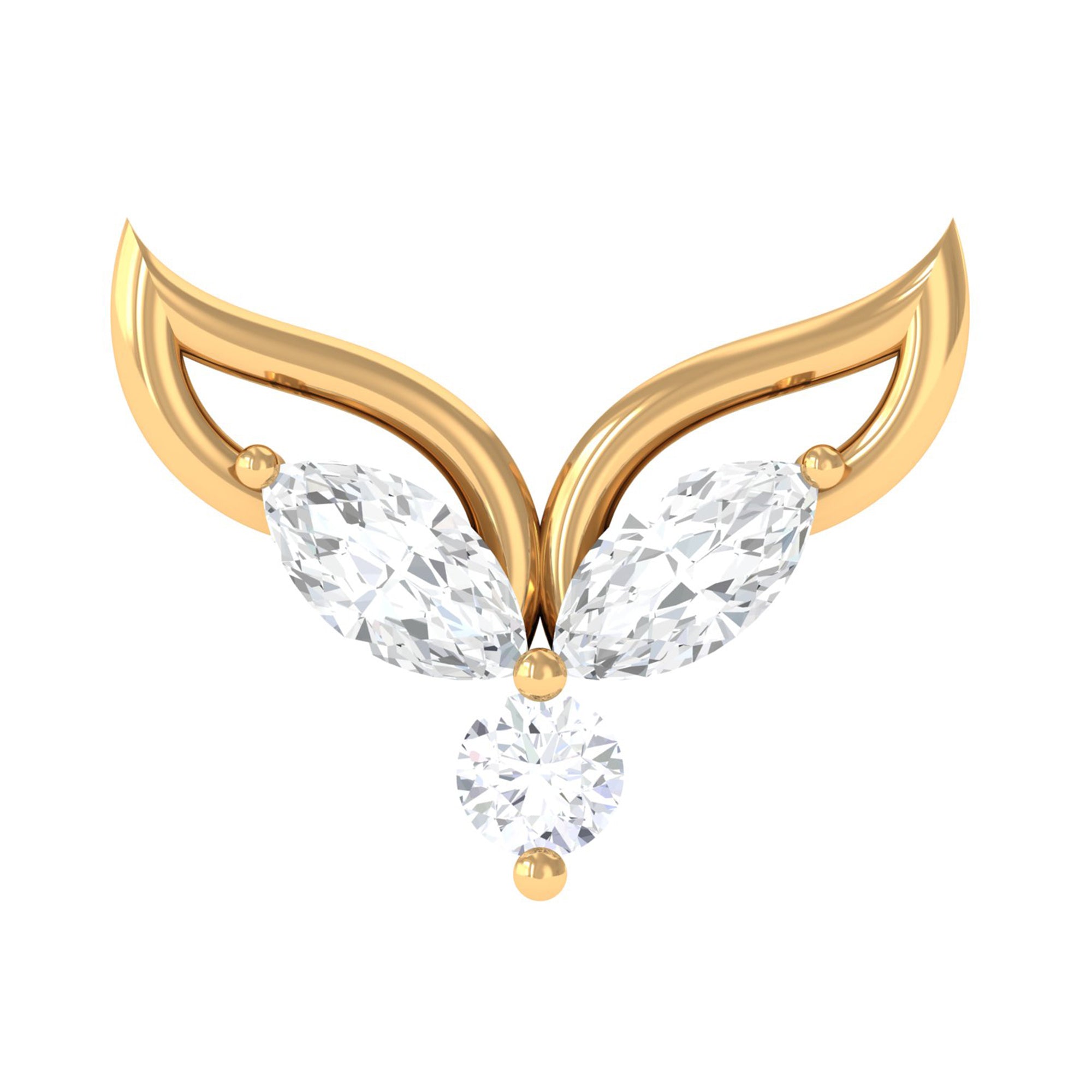Marquise Diamond Leaf Earring for Cartilage Piercing Natural - ( HI-SI ) - Rosec Jewels