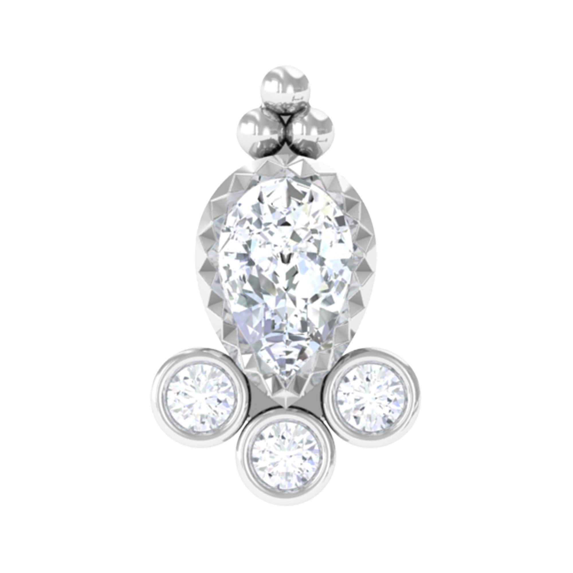 Minimal Diamond Tragus Earring in Beaded Bezel Setting Natural - ( HI-SI ) - Rosec Jewels