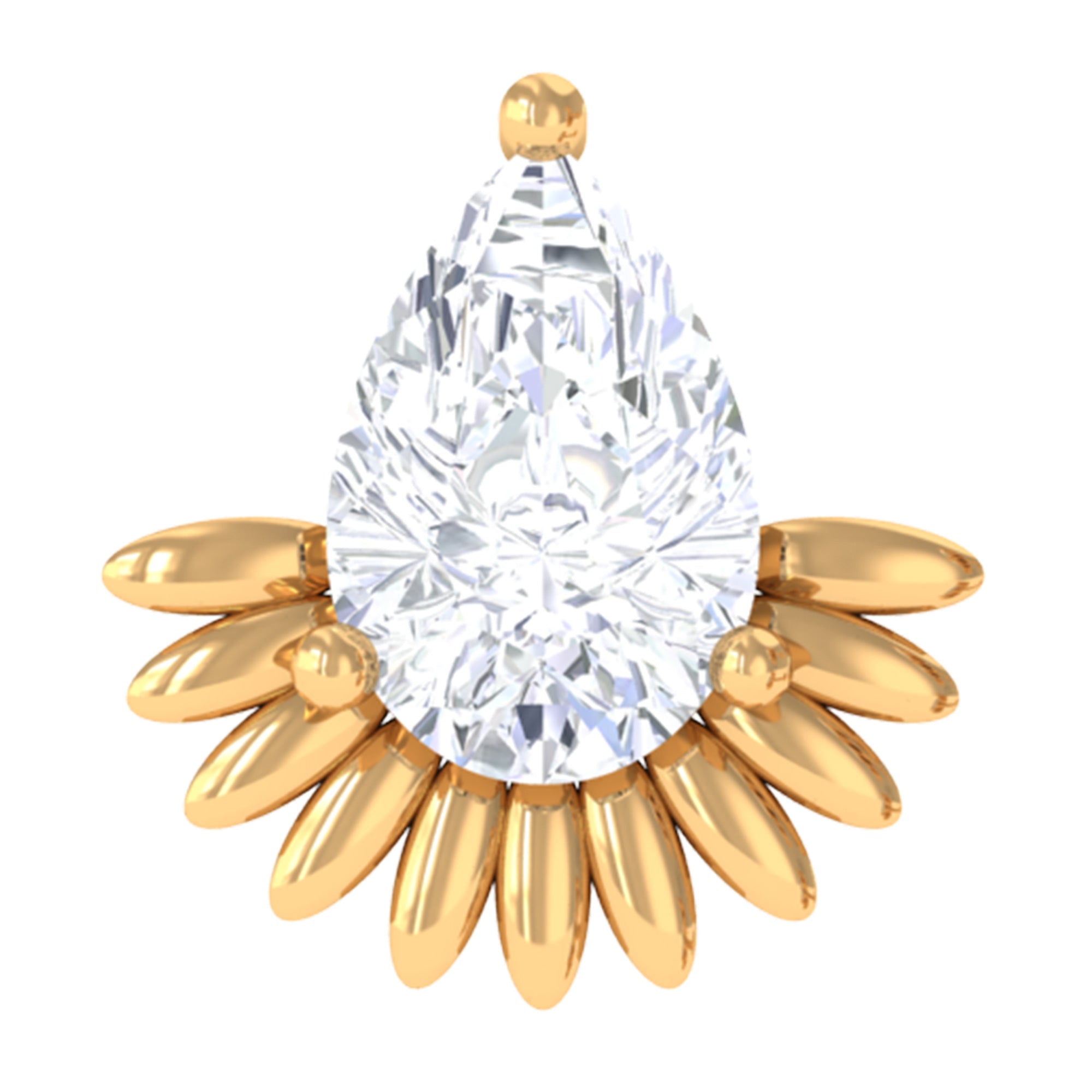 Pear Shape Diamond Solitaire Helix Earring Natural - ( HI-SI ) - Rosec Jewels