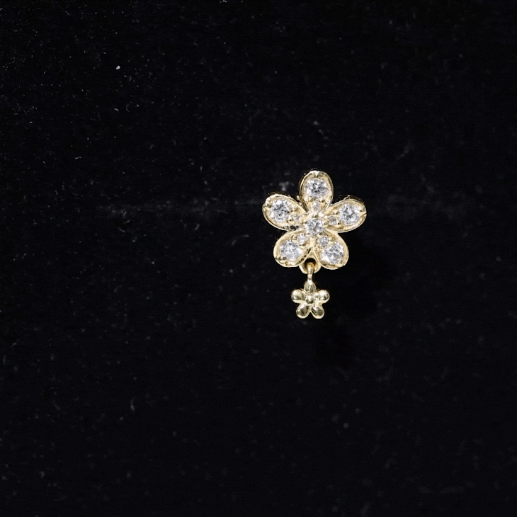 Certified Diamond Flower Helix Drop Earring Natural - ( HI-SI ) - Rosec Jewels
