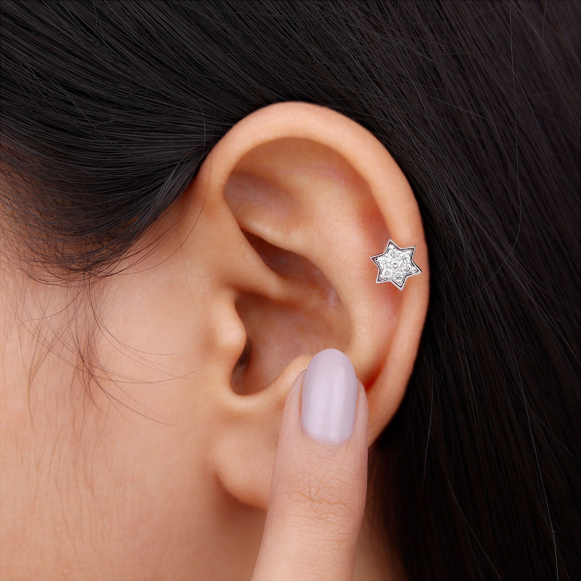 Rosec Jewels-Certified Diamond Star Earring for Helix Piercing
