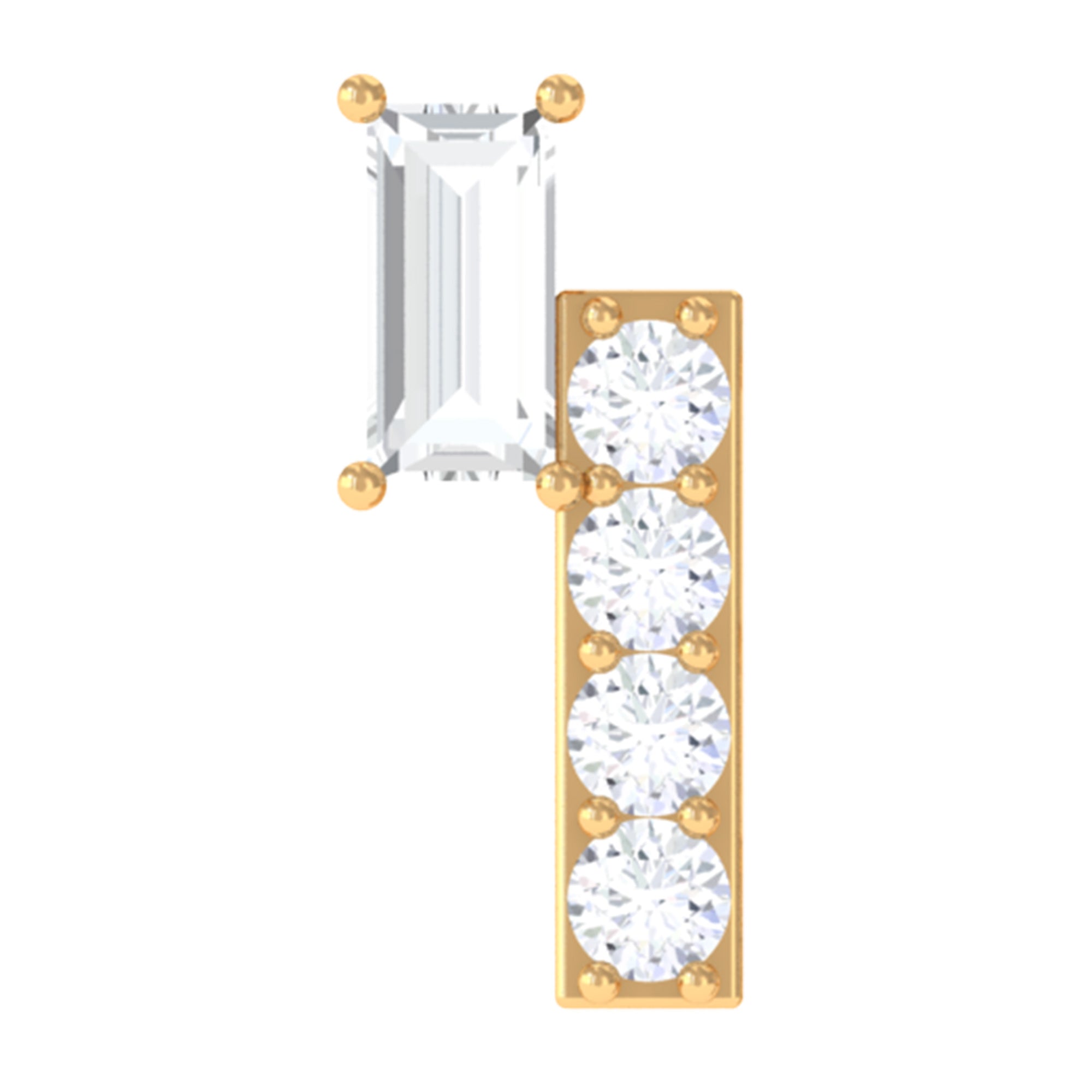 Minimalist Diamond Tragus Piercing Earring Natural - ( HI-SI ) - Rosec Jewels