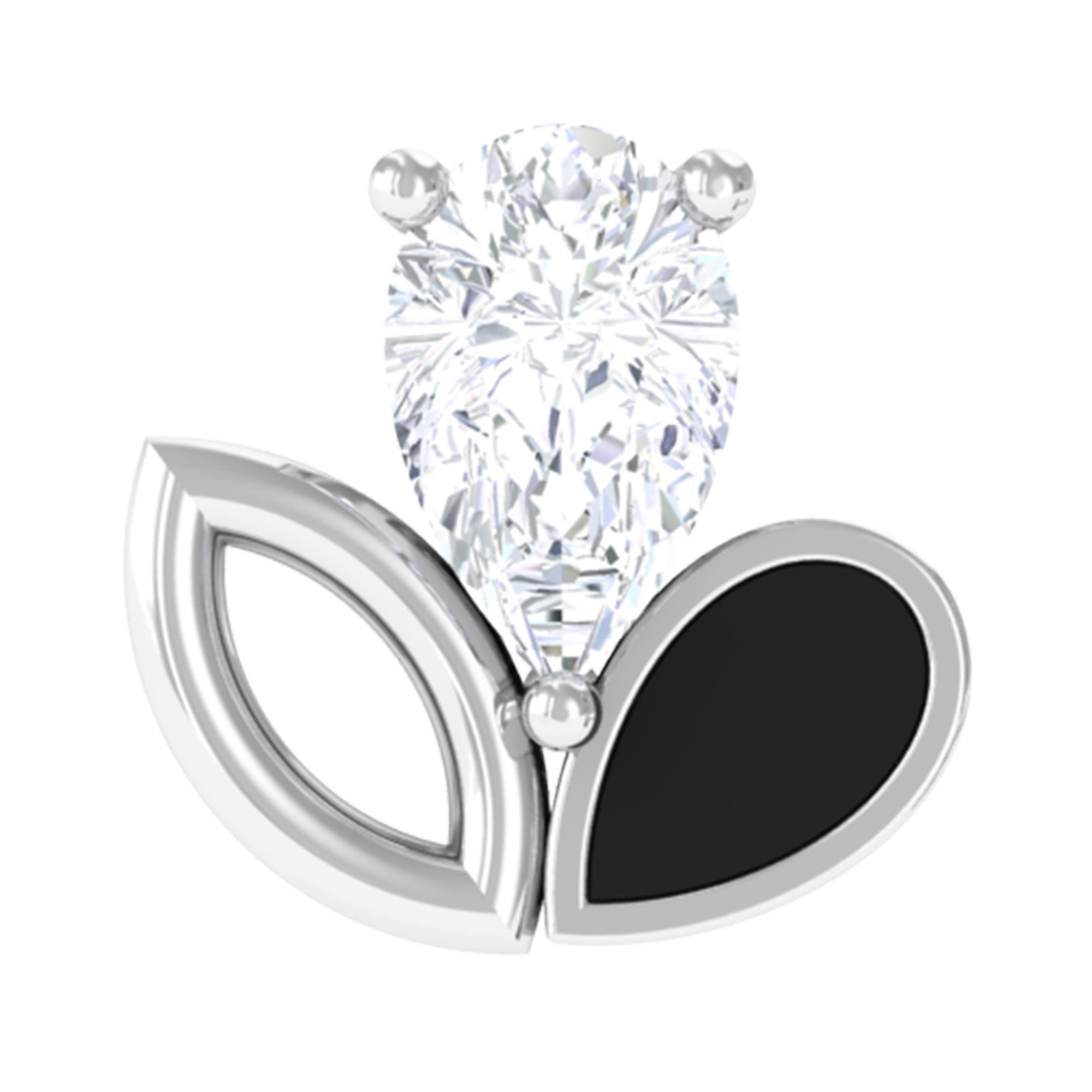 Pear Shape Diamond Leaf Earring for Helix Piercing Natural - ( HI-SI ) - Rosec Jewels
