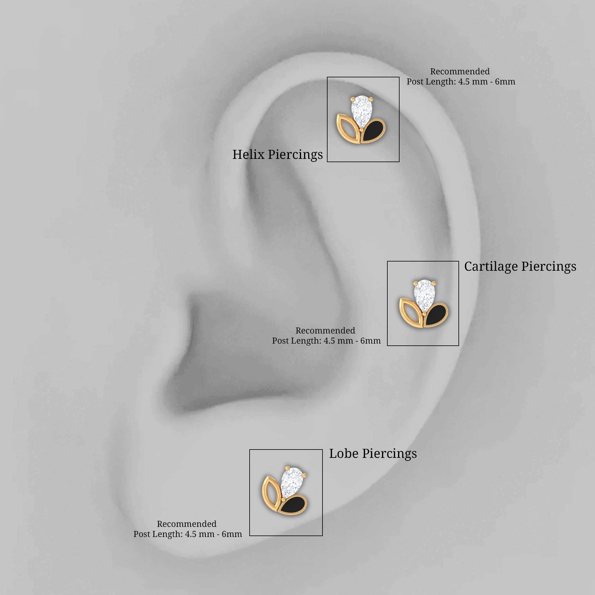 Pear Shape Diamond Leaf Earring for Helix Piercing Natural - ( HI-SI ) - Rosec Jewels