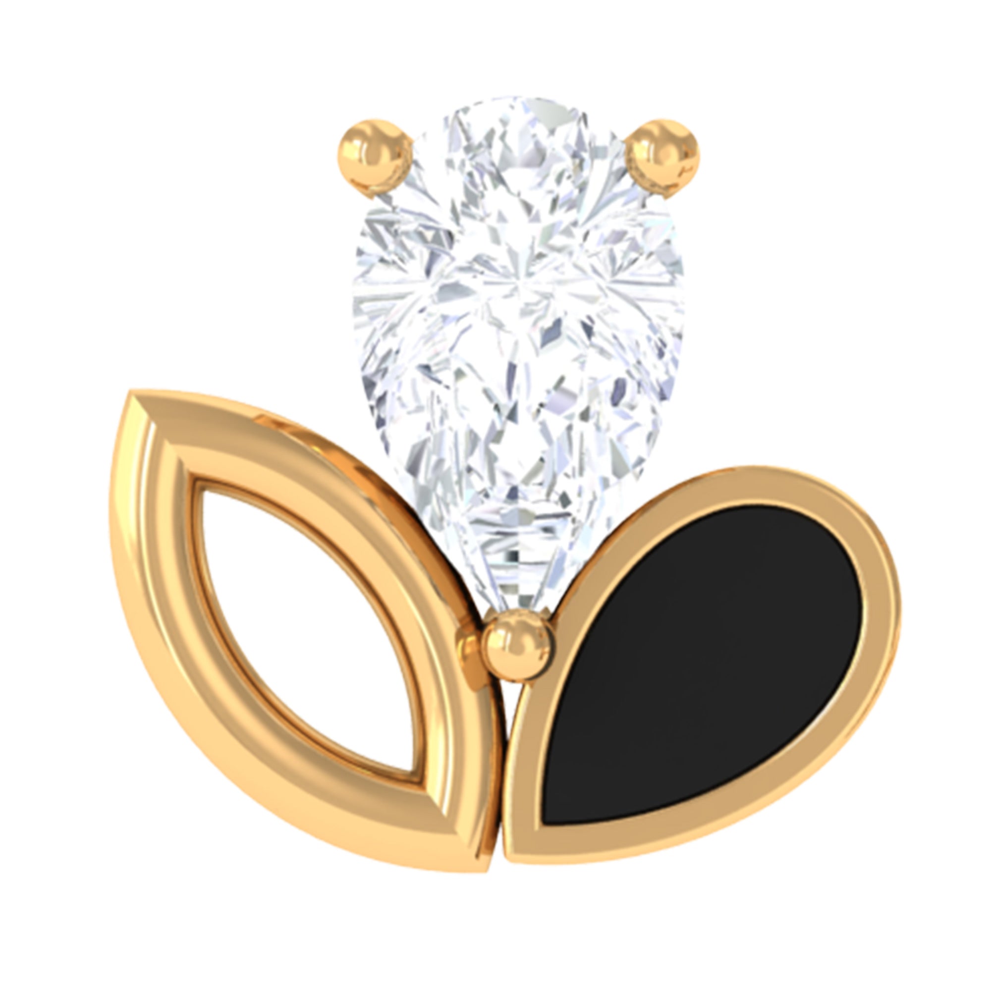 Pear Shape Diamond Leaf Earring for Helix Piercing Natural - ( HI-SI ) - Rosec Jewels