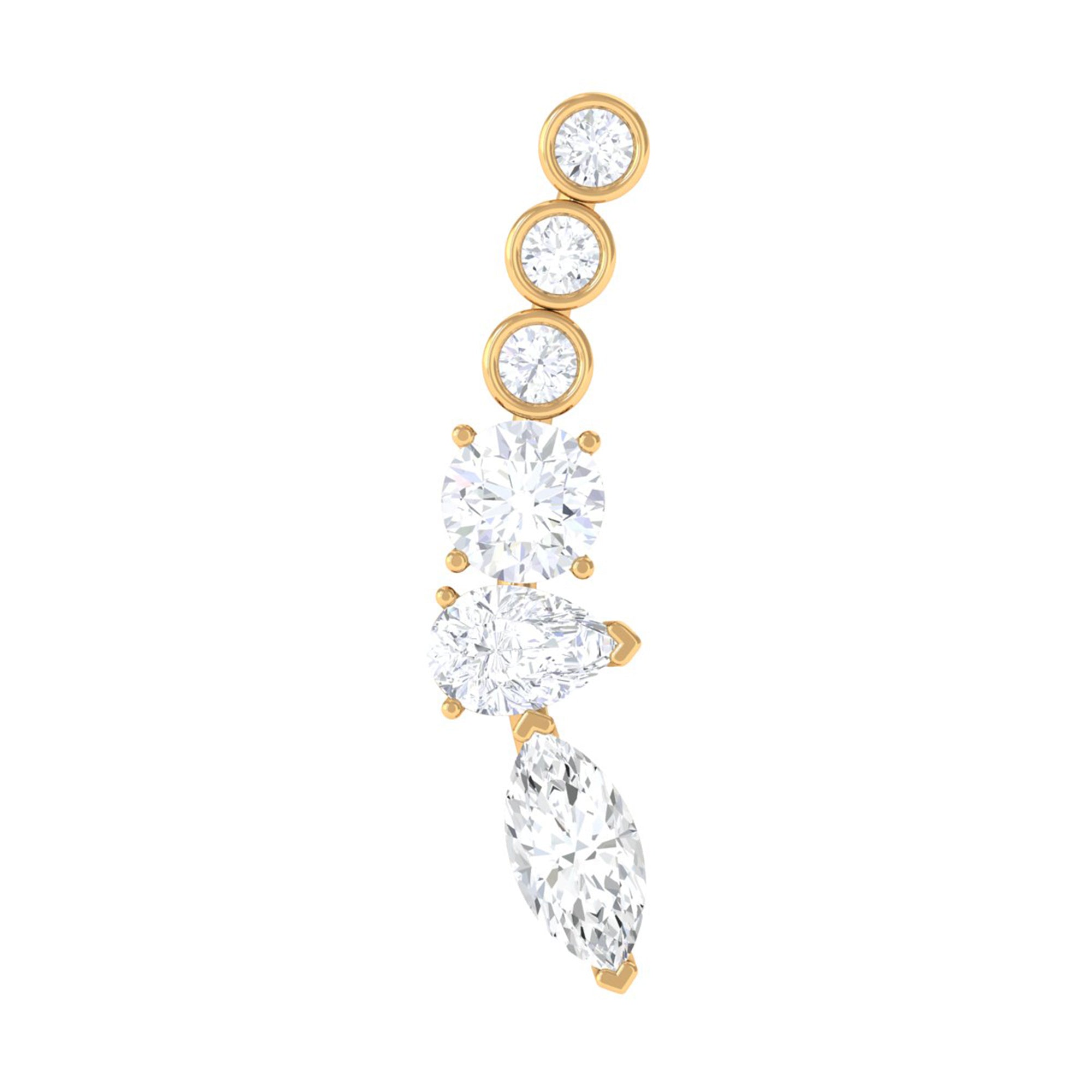 Genuine Diamond Crawler Earring for Cartilage Piercing Natural - ( HI-SI ) - Rosec Jewels
