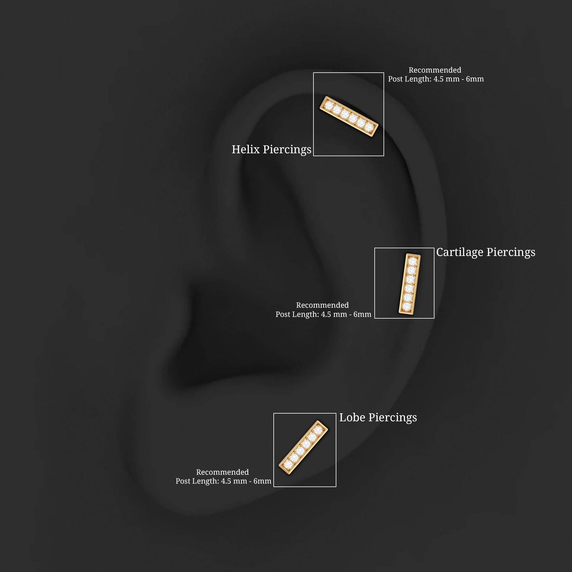 Diamond Bar Earring for Tragus Piercing Natural - ( HI-SI ) - Rosec Jewels