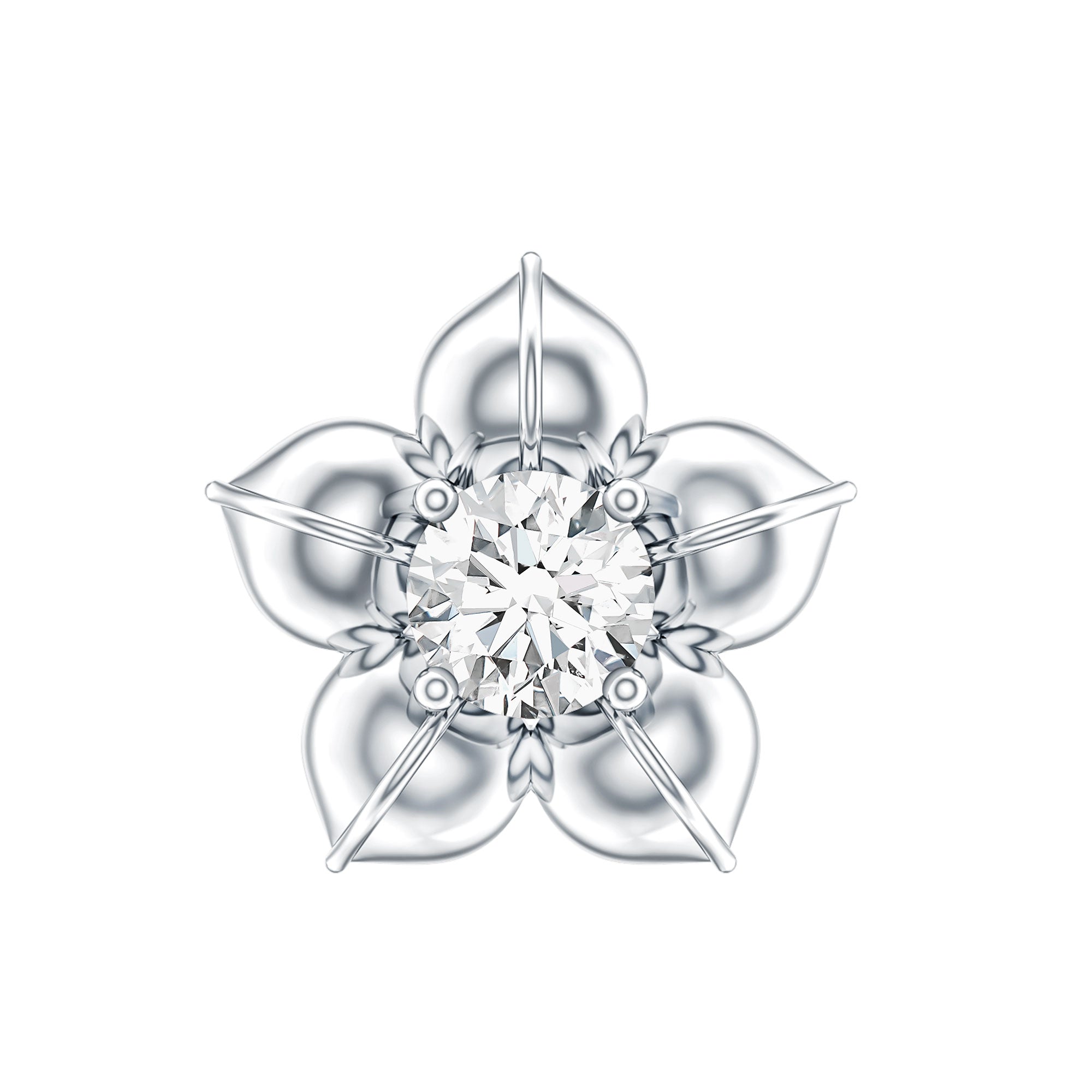 Minimal Diamond Flower Earring for Helix Piercing Natural - ( HI-SI ) - Rosec Jewels