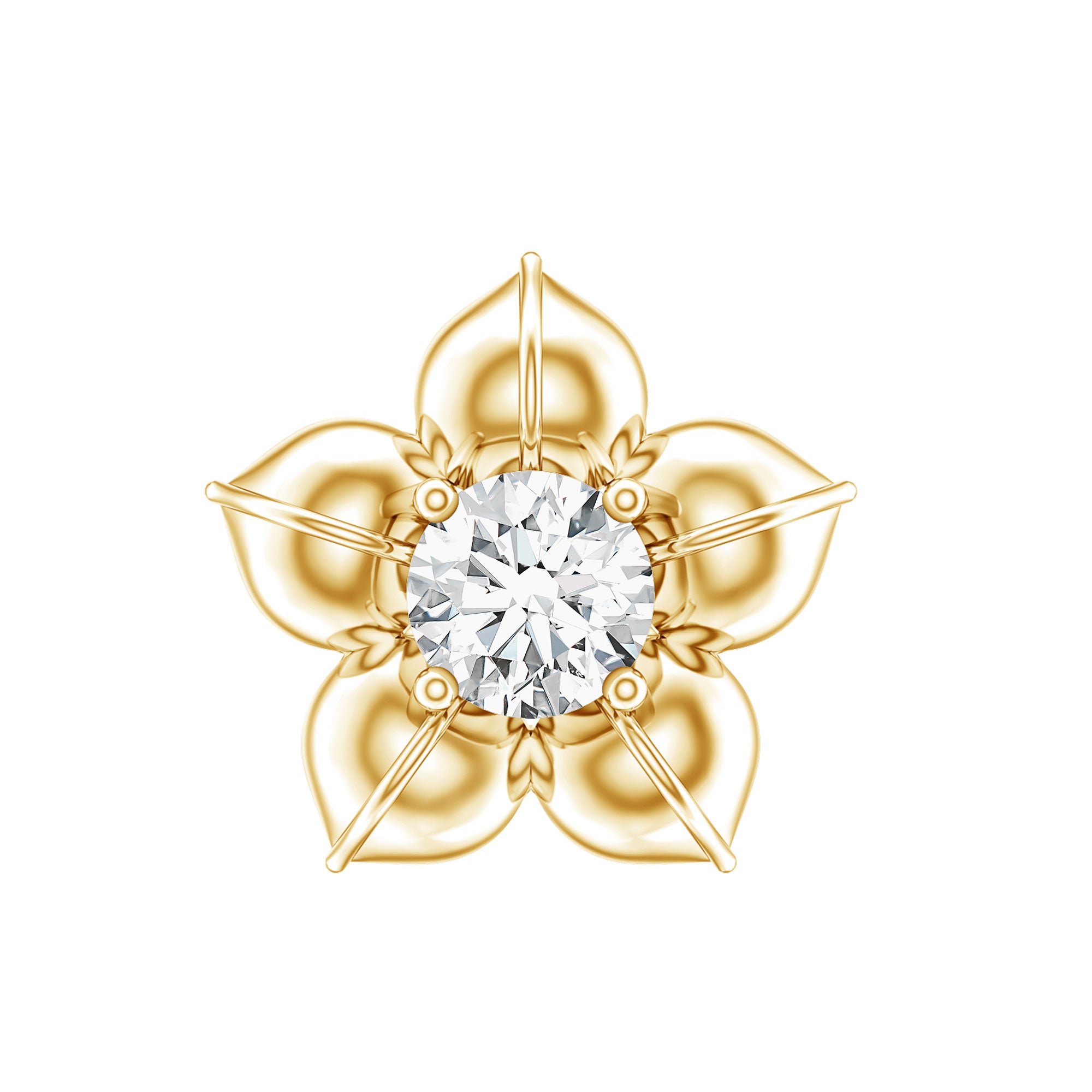Minimal Diamond Flower Earring for Helix Piercing Natural - ( HI-SI ) - Rosec Jewels