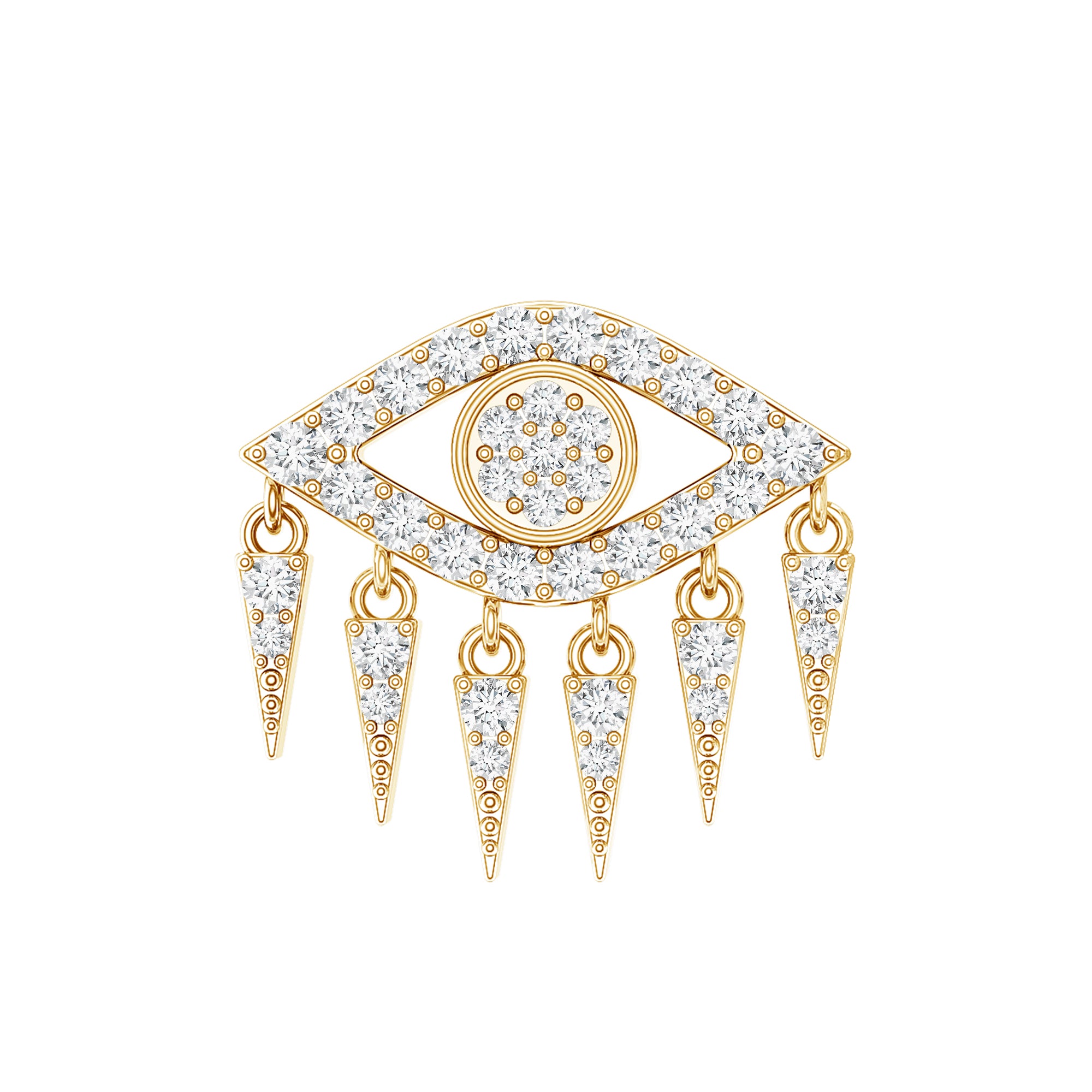 Diamond Evil Eye Earring for Upper Lobe Piercing Natural - ( HI-SI ) - Rosec Jewels
