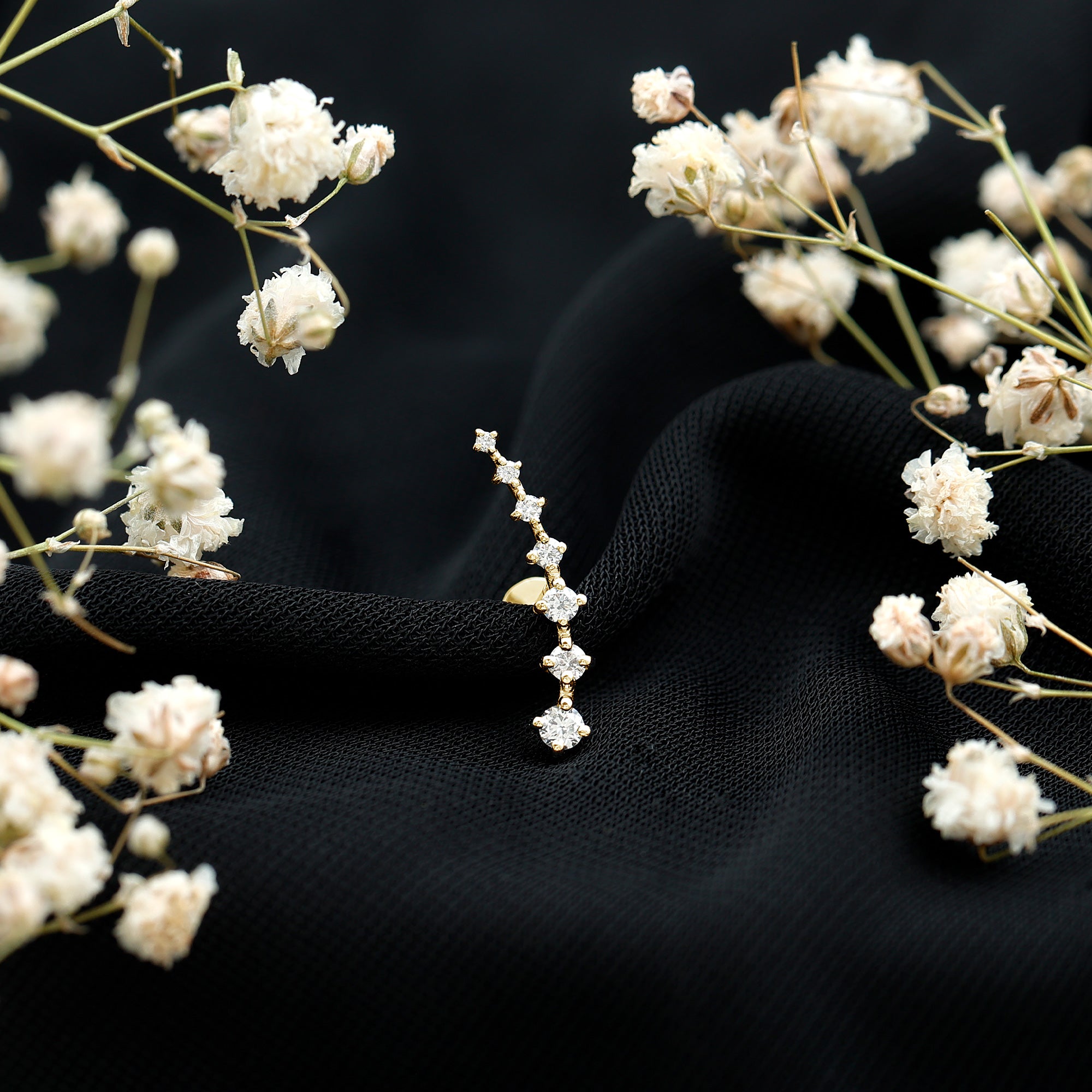 Brilliant Cut Diamond Ear Climber Earring for Helix Piercing Natural - ( HI-SI ) - Rosec Jewels
