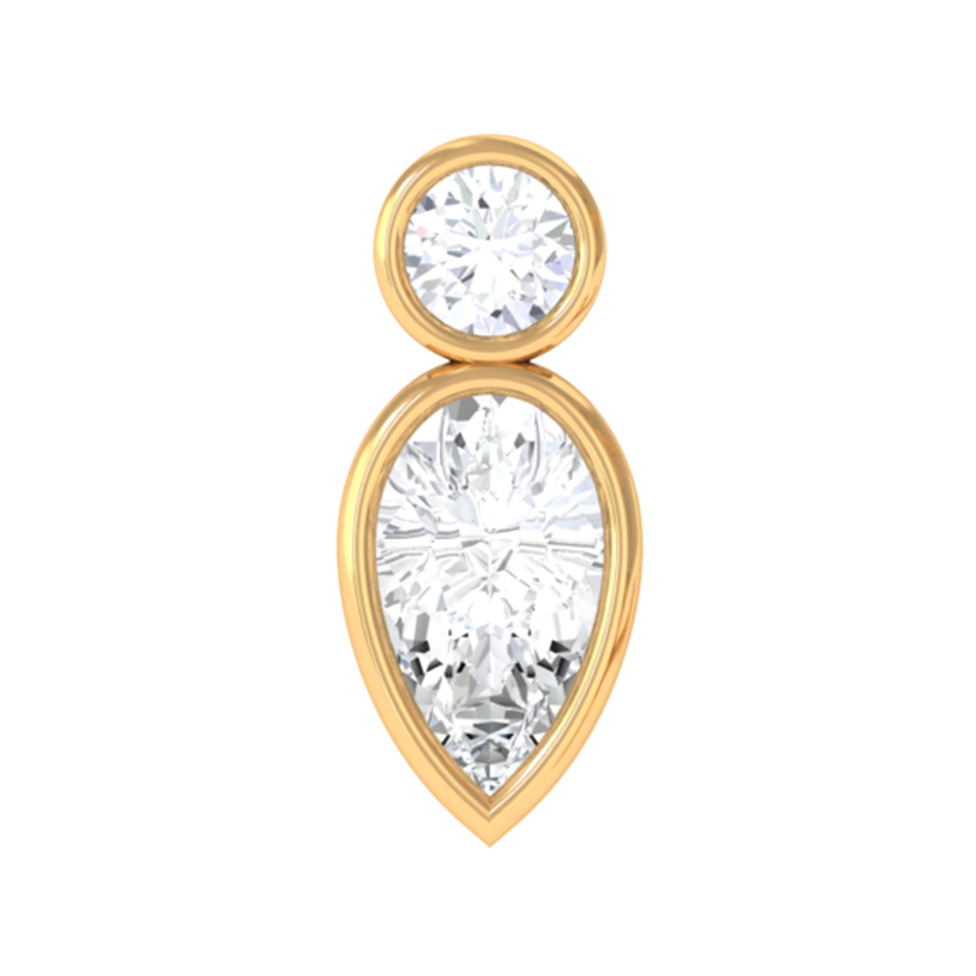 Minimal Pear Diamond Tragus Earring in Bezel Setting Natural - ( HI-SI ) - Rosec Jewels
